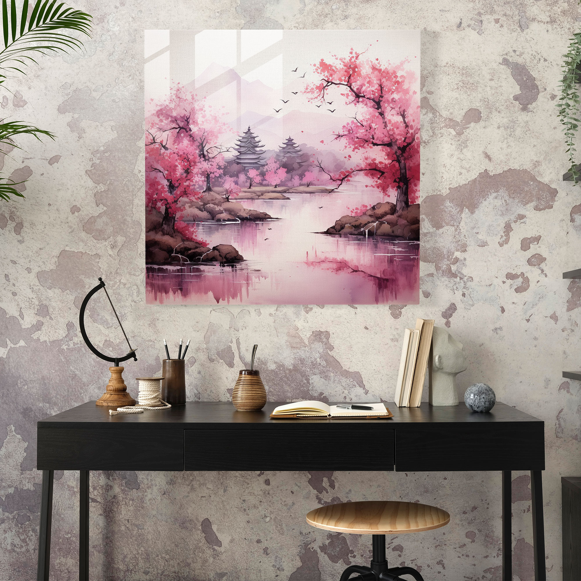 Asya Huzur Cam Tablosu - Asya Modern Sanat Cam Sanatı Asya Kültürü