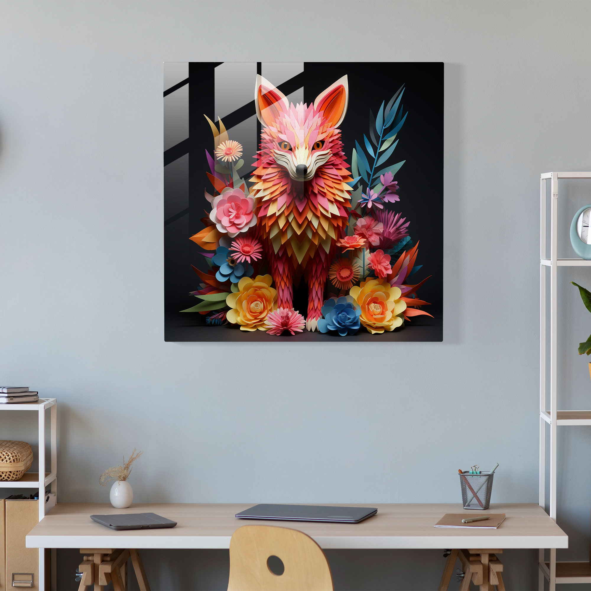 Asian Origami Glass Print - Asian, Flowers, Glass Print, Glass Wall Art