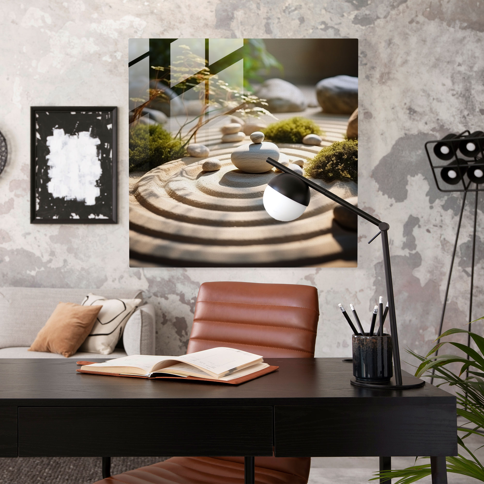 Asya Zen Cam Tablosu - Asya Taraçalı Desenler Huzurlu Manzara Cam Duvar Sanatı