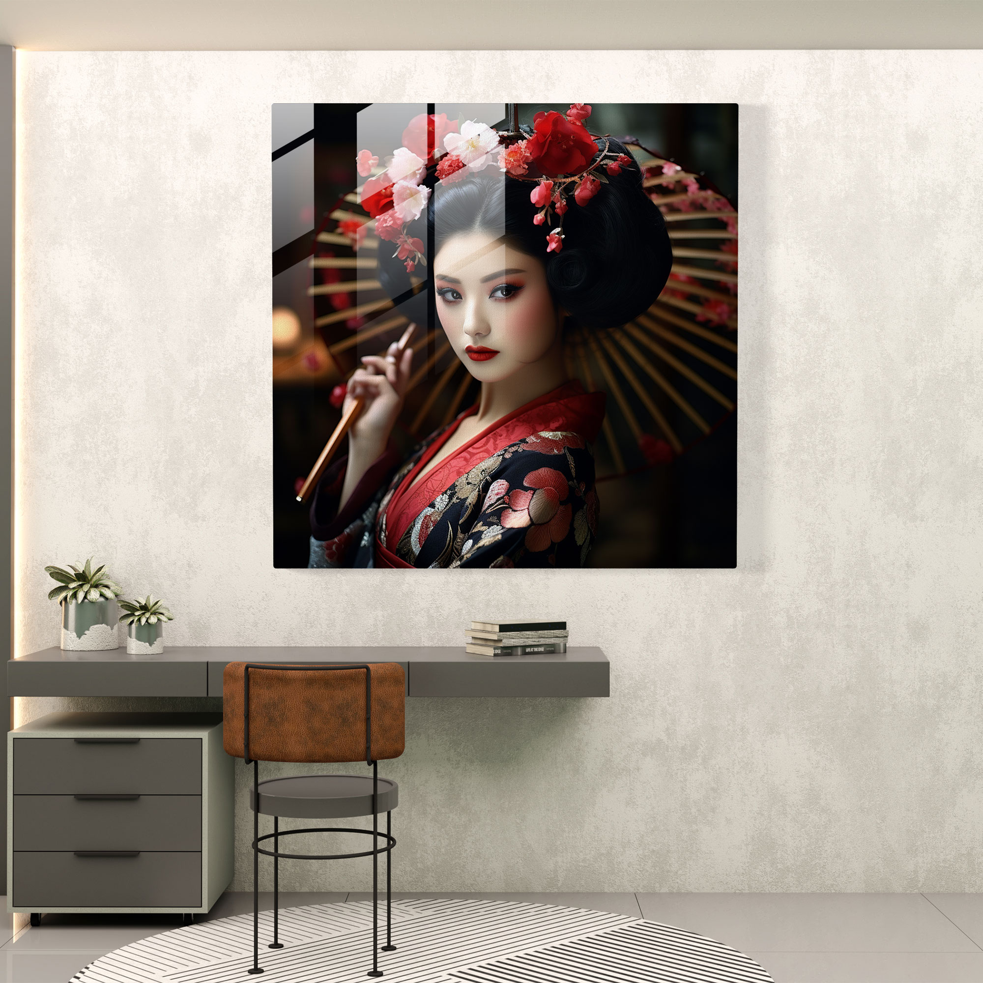 Asian Geisha Glass Print - Asian, Glass Art, Wall Decoration, Asian Traditions