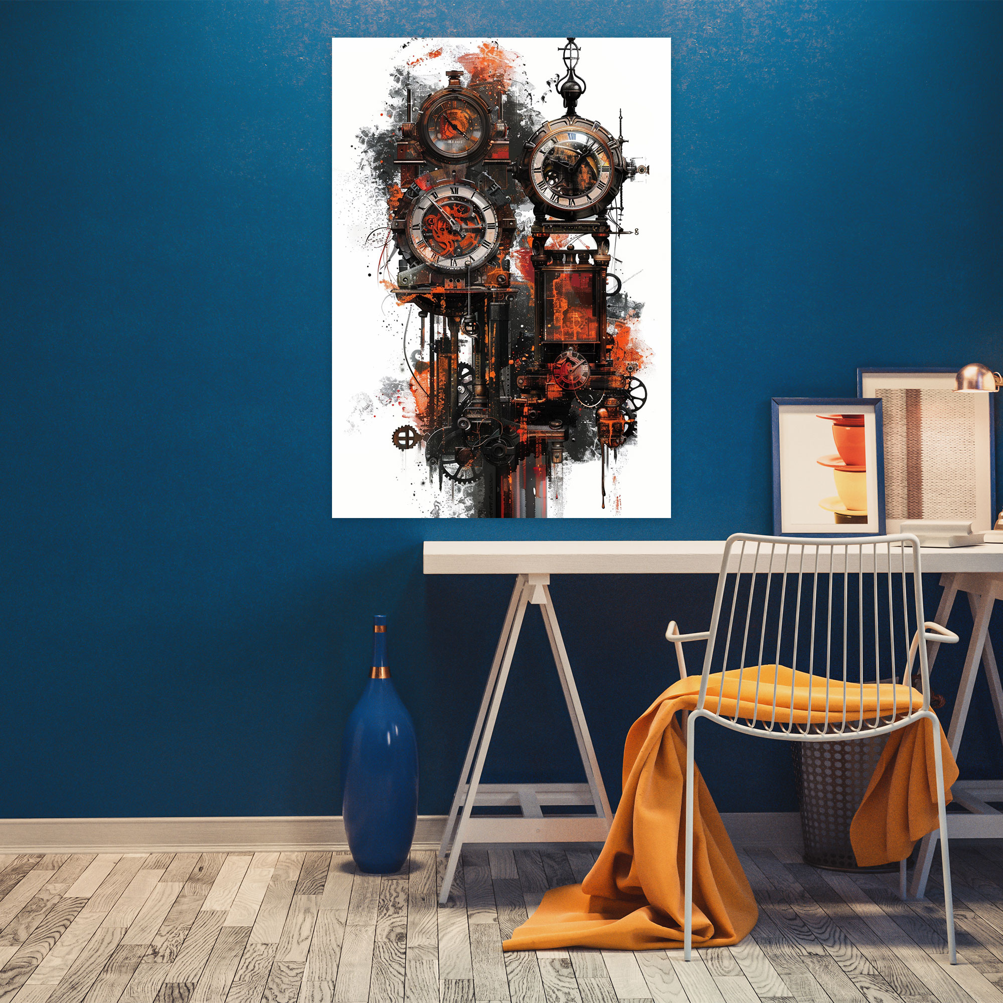 Steampunk Saat Mekanizmaları Kanvas Tablo - Ashvin Harrison Ev Dekorasyonu Fantezi Endüstriyel