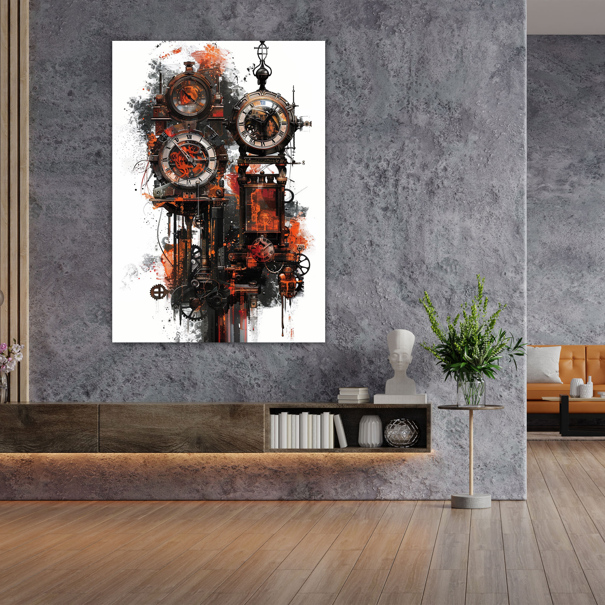 Steampunk Saat Mekanizmaları Kanvas Tablo - Ashvin Harrison Ev Dekorasyonu Fantezi Endüstriyel