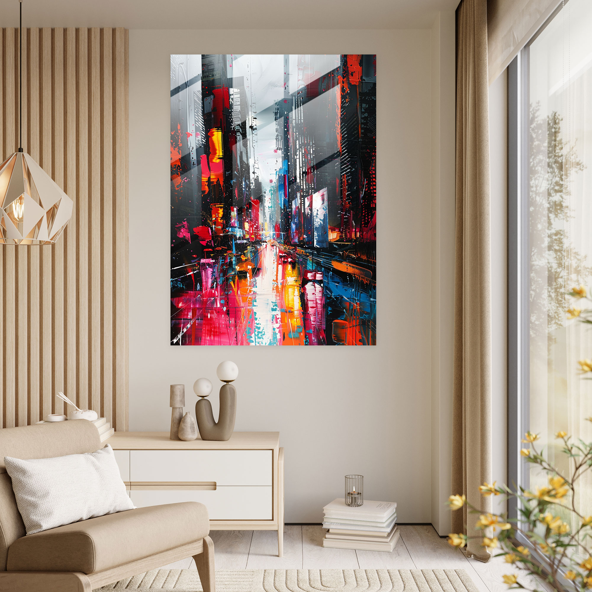 Ashvin Harrison Glass Art: Abstract Cityscape - Ashvin Harrison, Ashvin Harrison, Home Decoration, Modern Art