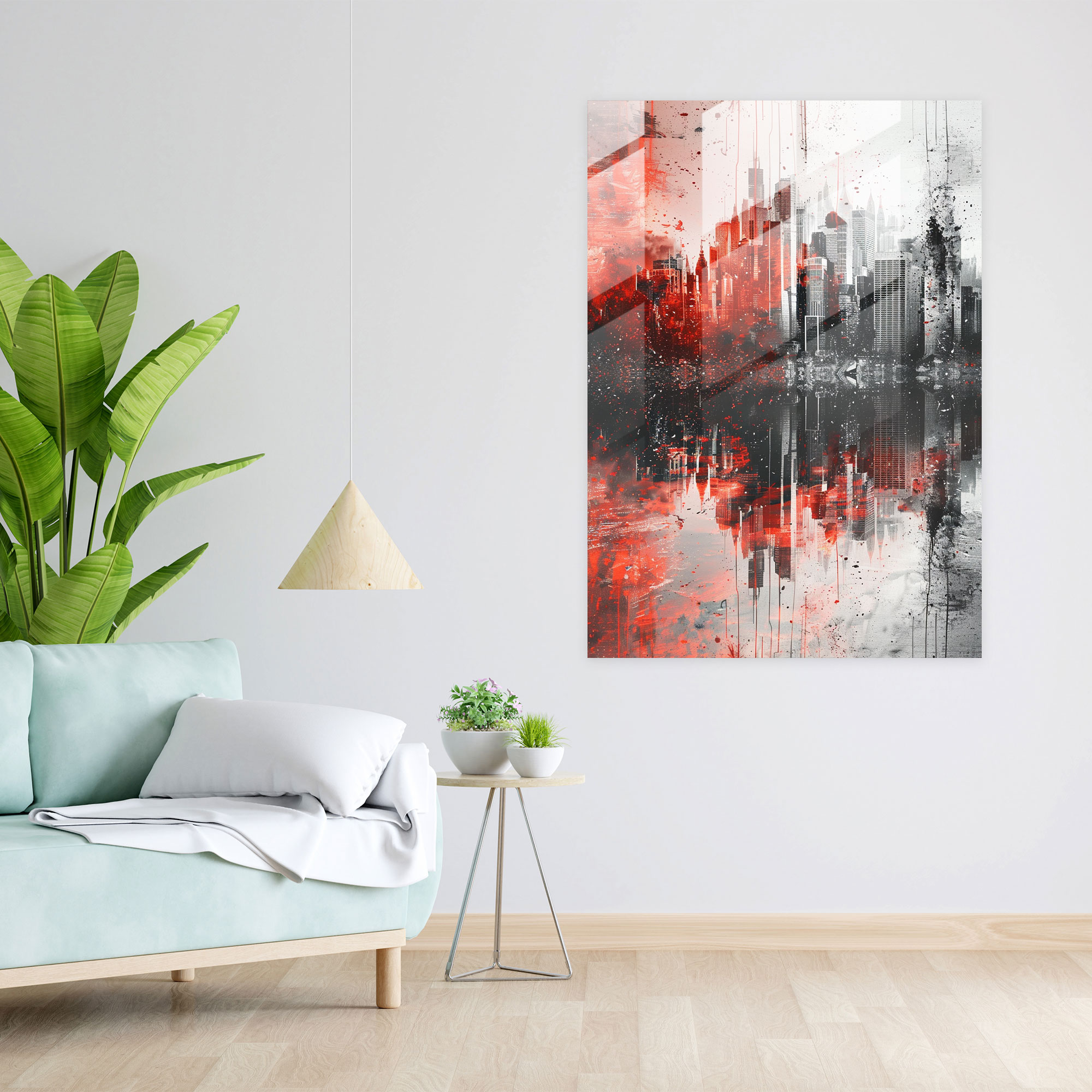 Ashvin Harrison Glass Wall Art: Futuristic City Skyline - Ashvin Harrison, Home Decoration, Glass Wall Art, Modern Art