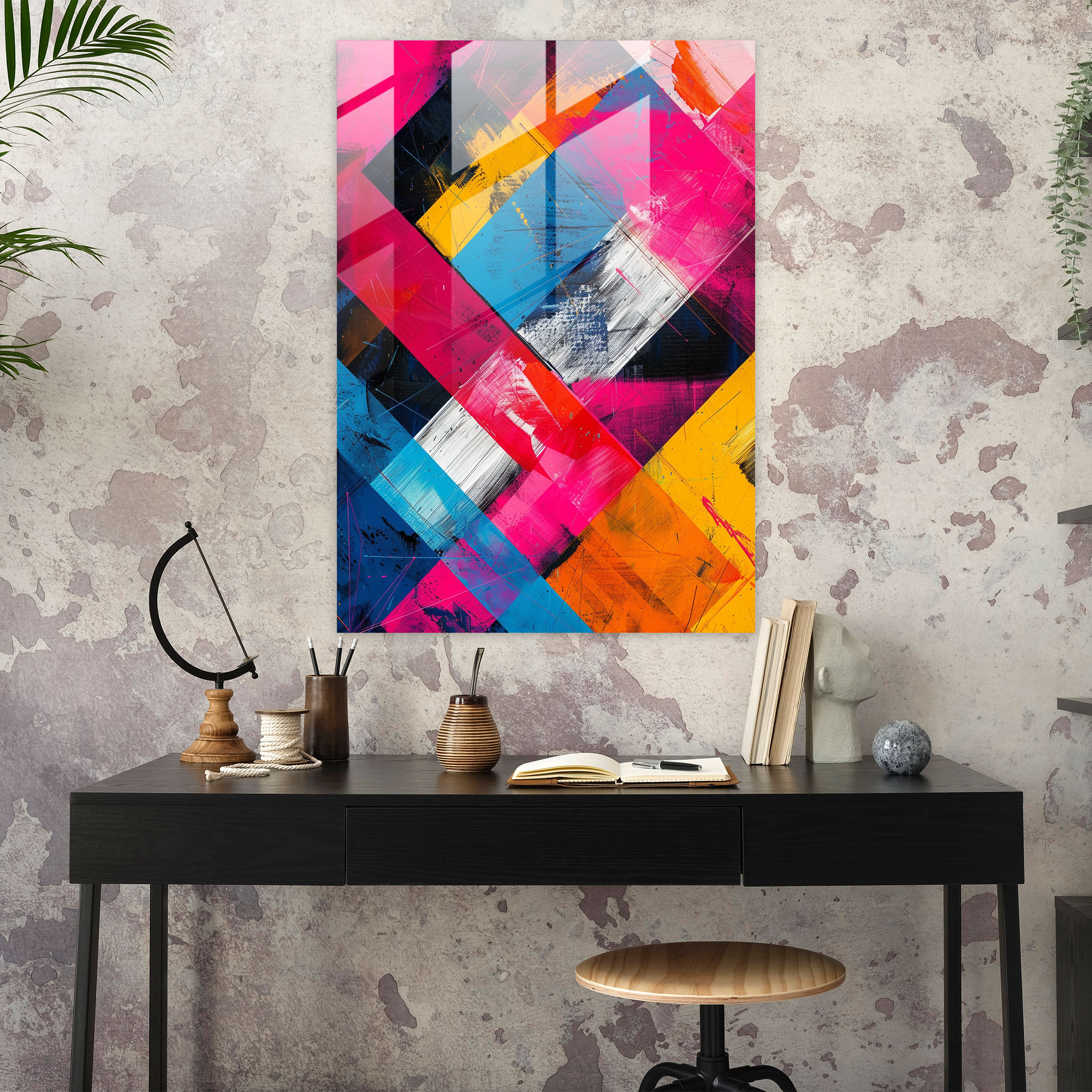 Ashvin Harrison Glass Print - Ashvin Harrison, Vibrant Colors, Modern Art, Glass Art