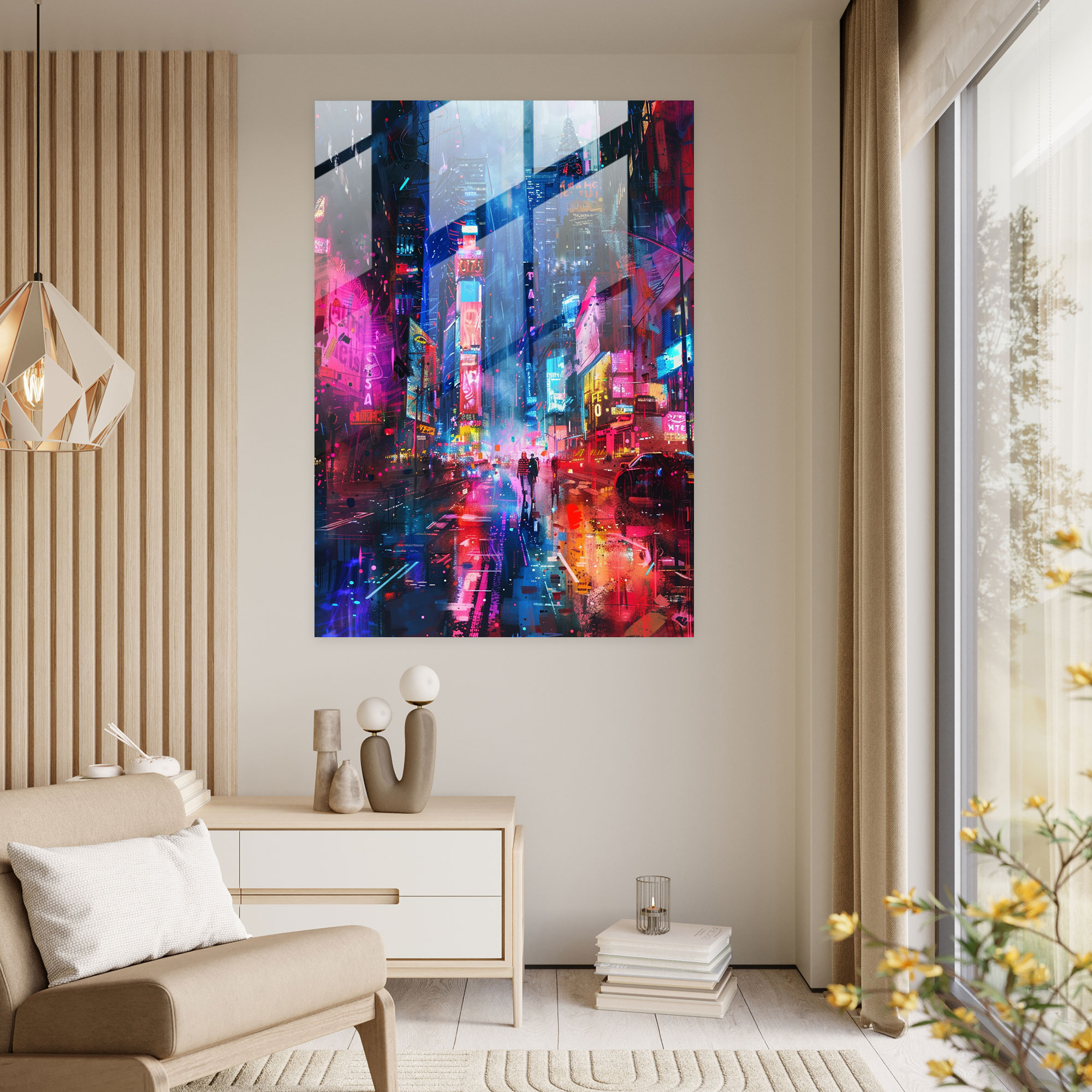 Cyber City Glass Print - Ashvin Harrison, Cyberpunk, Cityscape, Ashvin Harrison