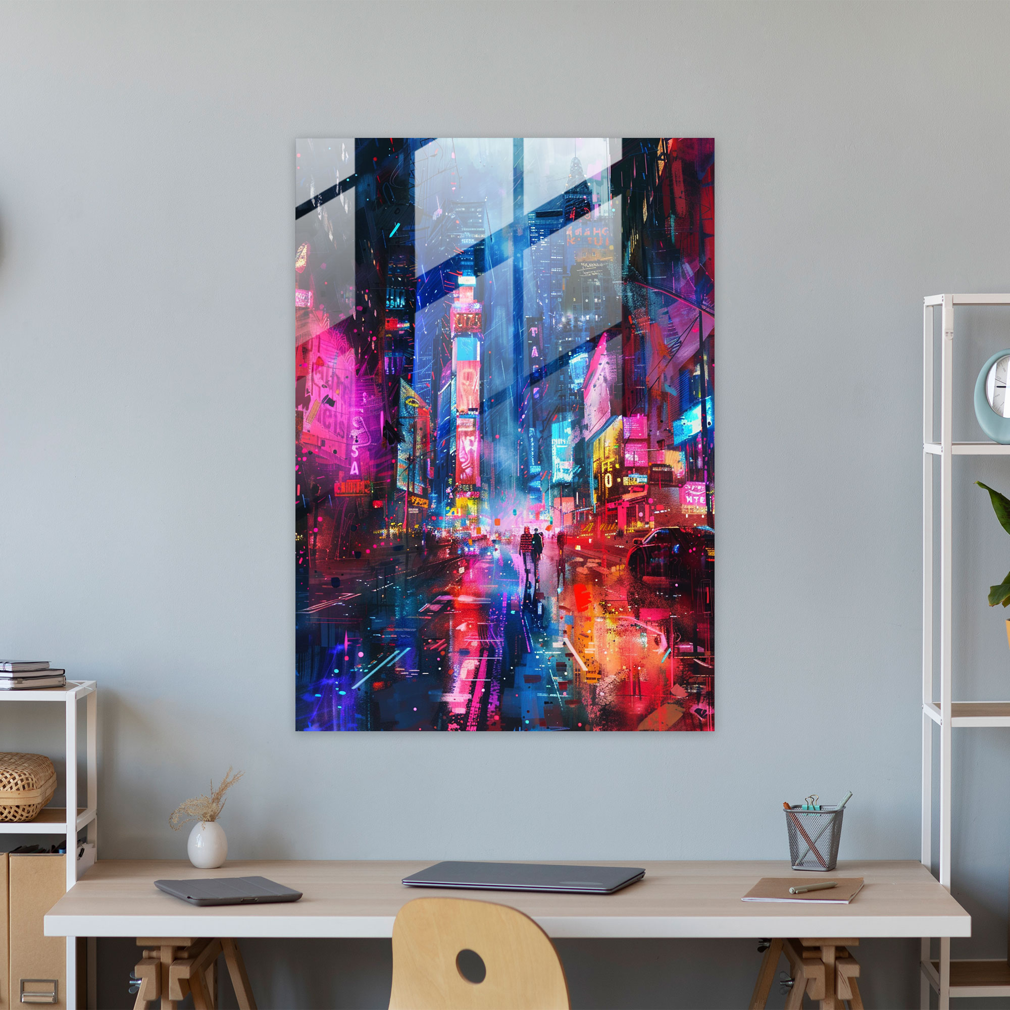 Cyber City Glass Print - Ashvin Harrison, Cyberpunk, Cityscape, Ashvin Harrison