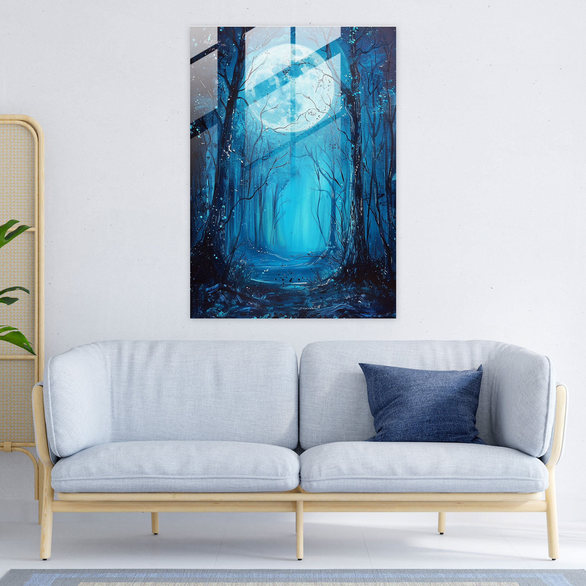 Moonlit Enchantment Glass Wall Art - Ashvin Harrison, Ashvin Harrison, Home Decoration, Moonlit Forest