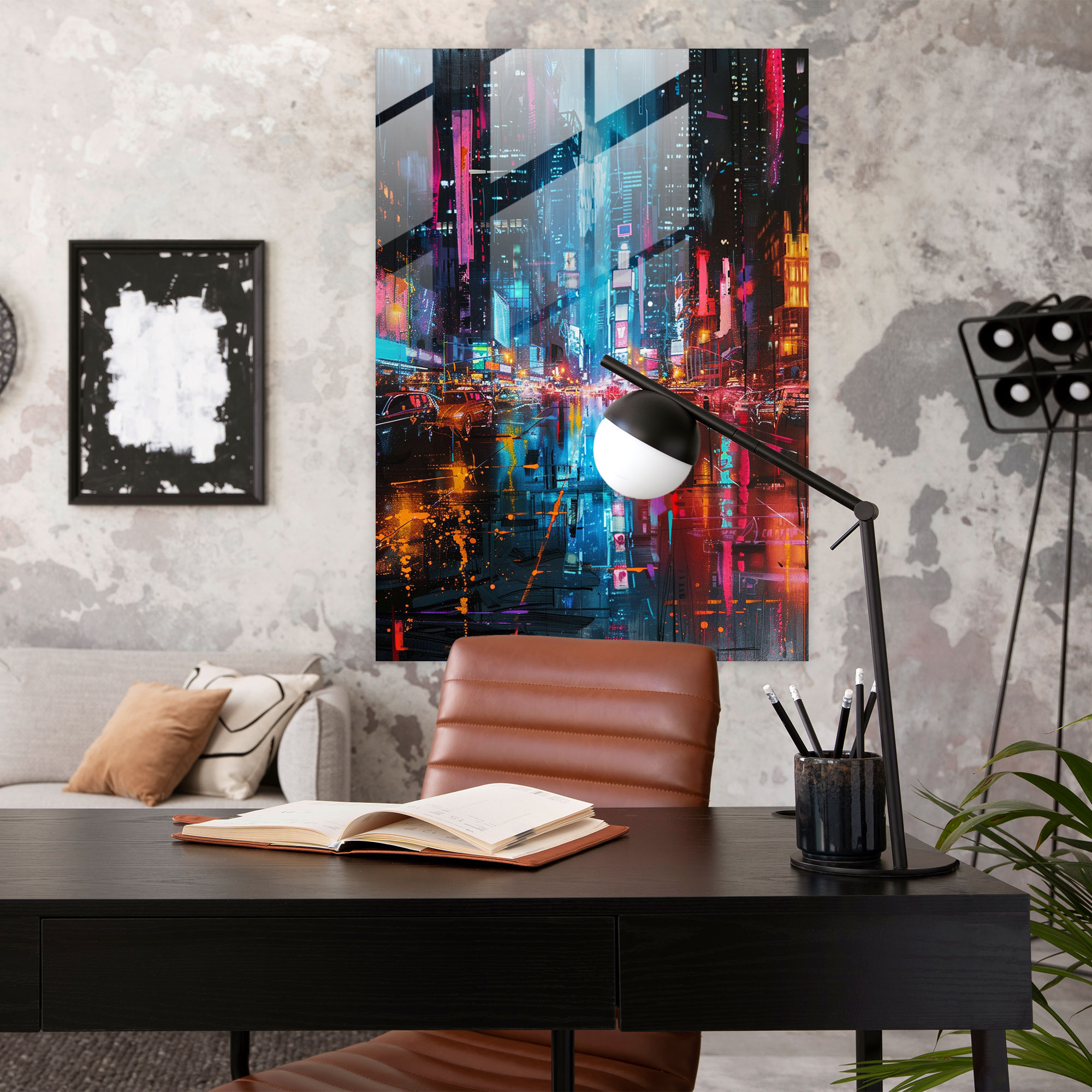 Ashvin Harrison Home Decoration - Futuristic Cityscape At Night - Ashvin Harrison, Wall Decoration, Glass Print, Modern Art
