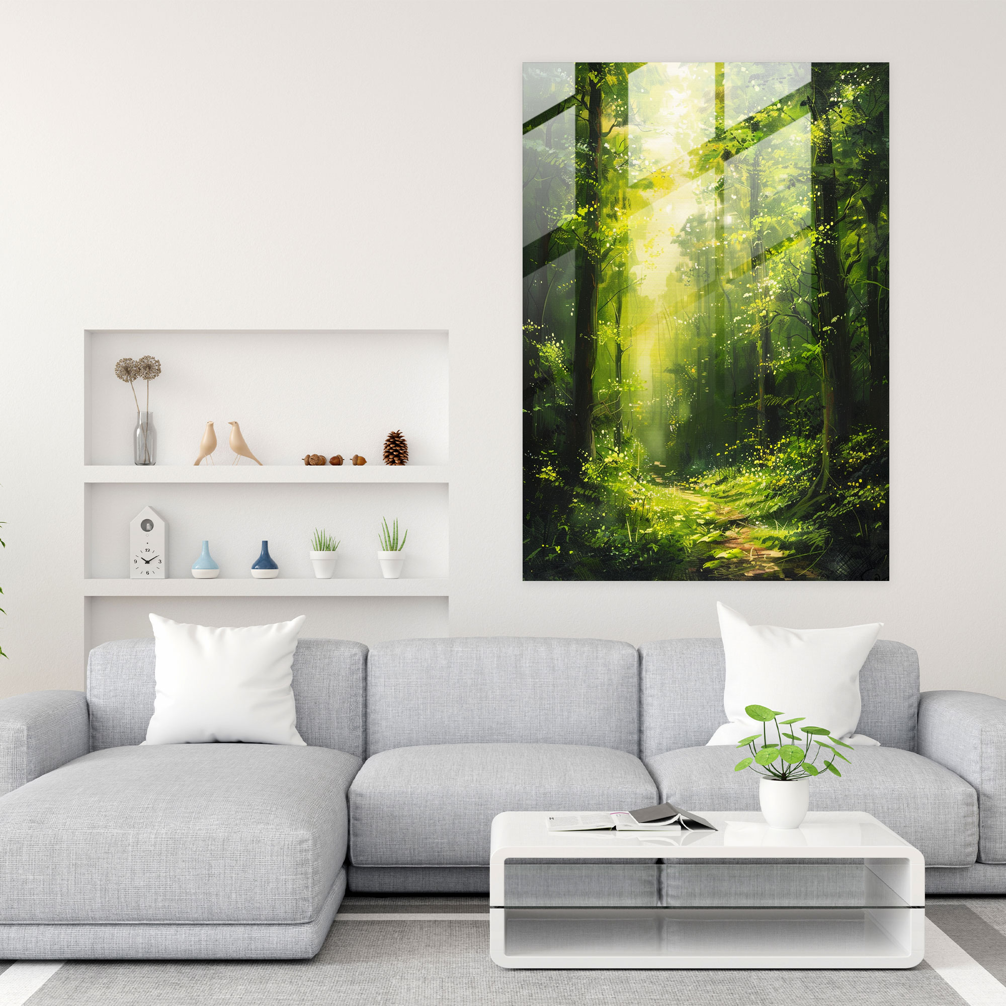 Ashvin Harrison Glass Art - Lush Green Forest - Ashvin Harrison, Ashvin Harrison, Home Decoration, Wall Decoration