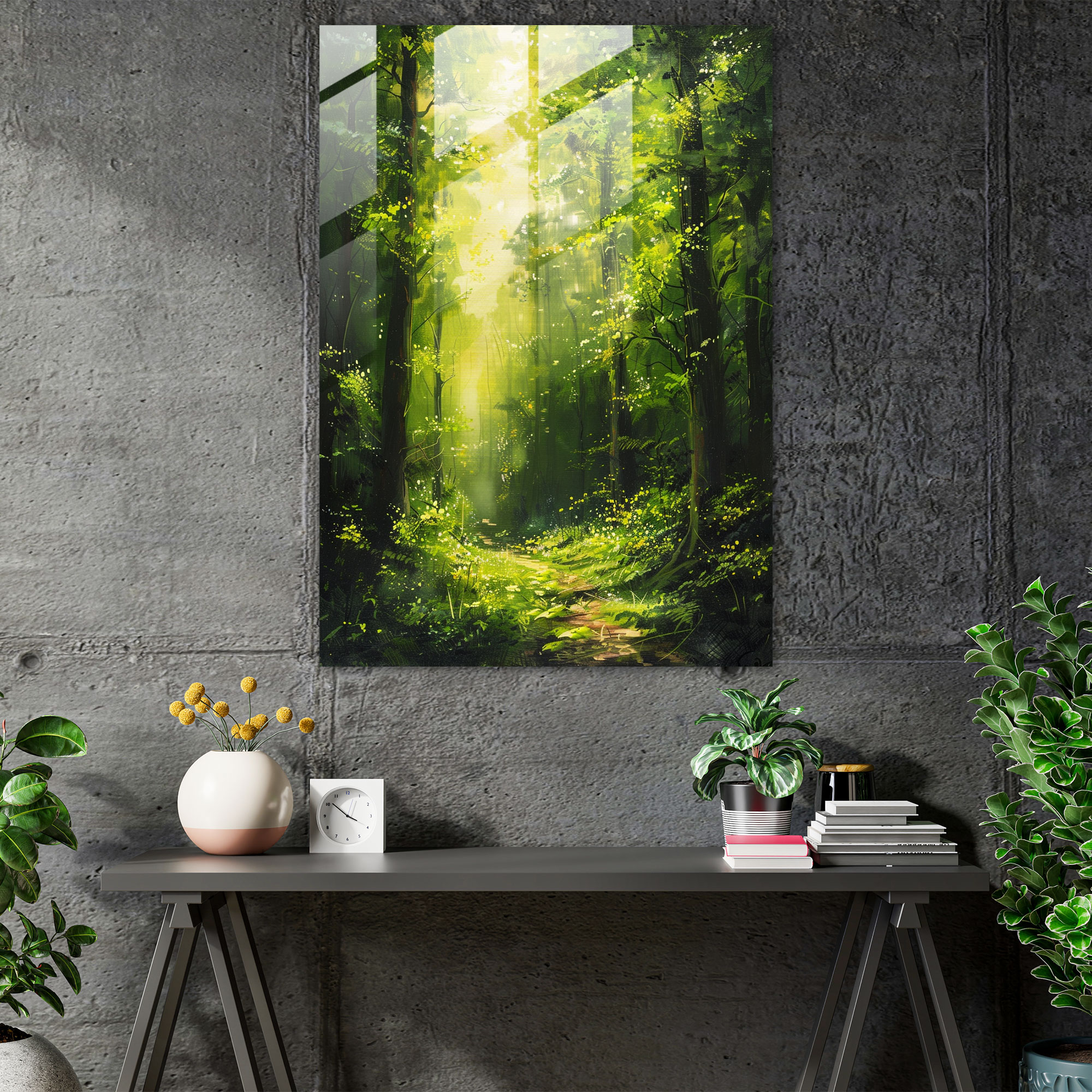 Ashvin Harrison Glass Art - Lush Green Forest - Ashvin Harrison, Ashvin Harrison, Home Decoration, Wall Decoration