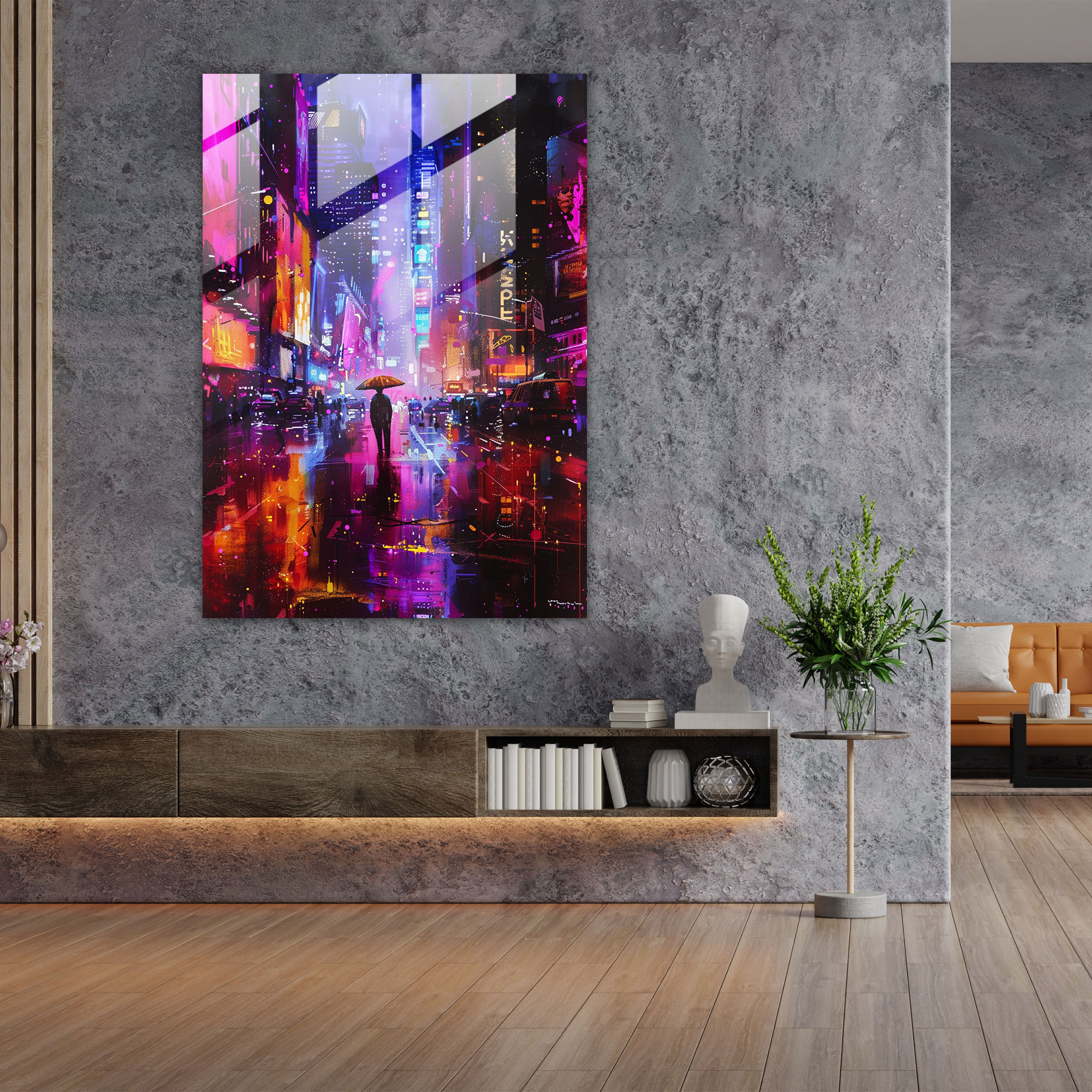 Ashvin Harrison Futuristic Cityscape Glass Wall Art - Ashvin Harrison, Ashvin Harrison, Glass Art, Wall Decoration