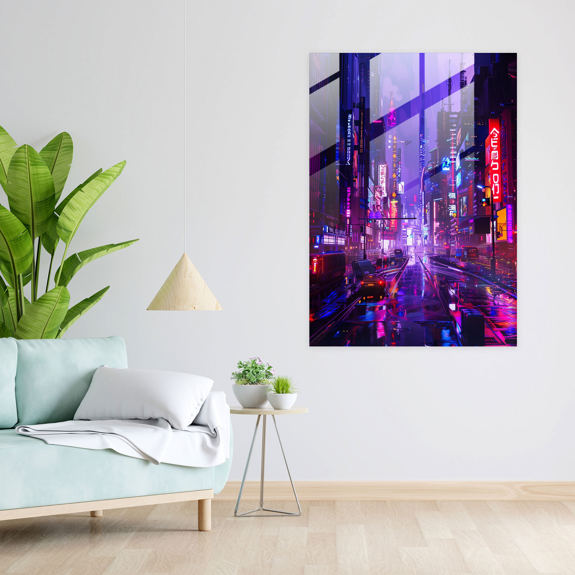 Neon City Glass Wall Art - Ashvin Harrison, Futuristic Cityscape, Modern Art, Cyberpunk Vibes
