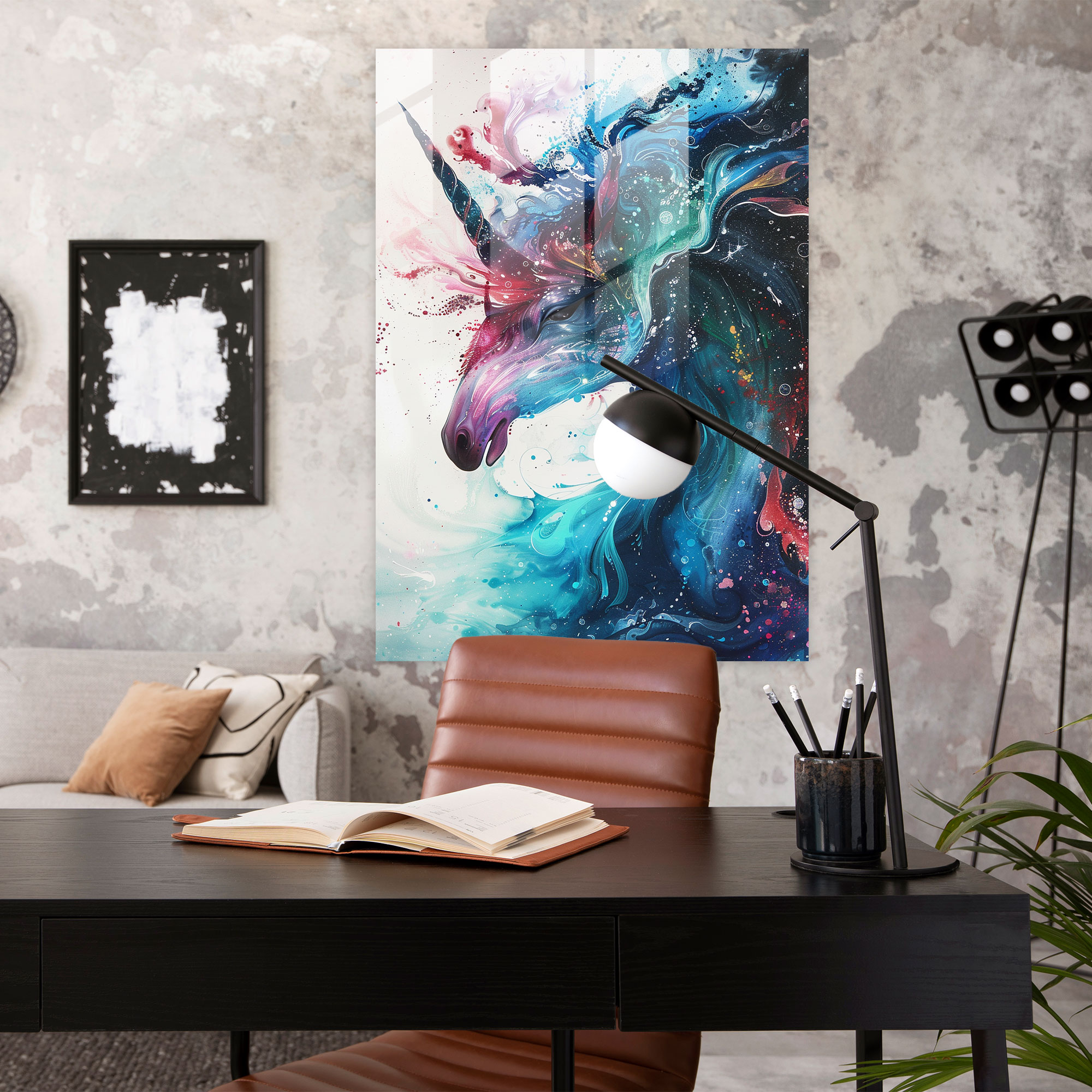 Cosmic Creatures Glass Wall Art - Ashvin Harrison, Cosmic Setting, Glass Wall Art, Ethereal Colors