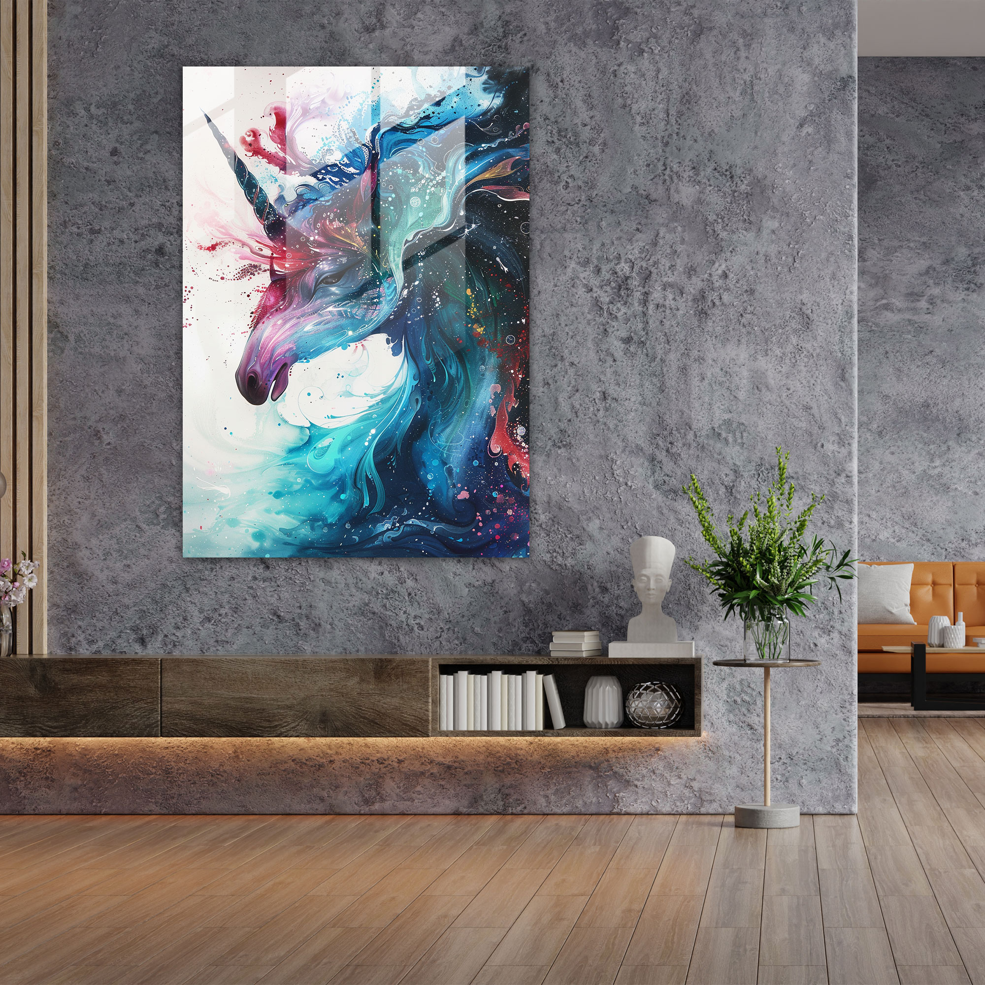 Cosmic Creatures Glass Wall Art - Ashvin Harrison, Cosmic Setting, Glass Wall Art, Ethereal Colors