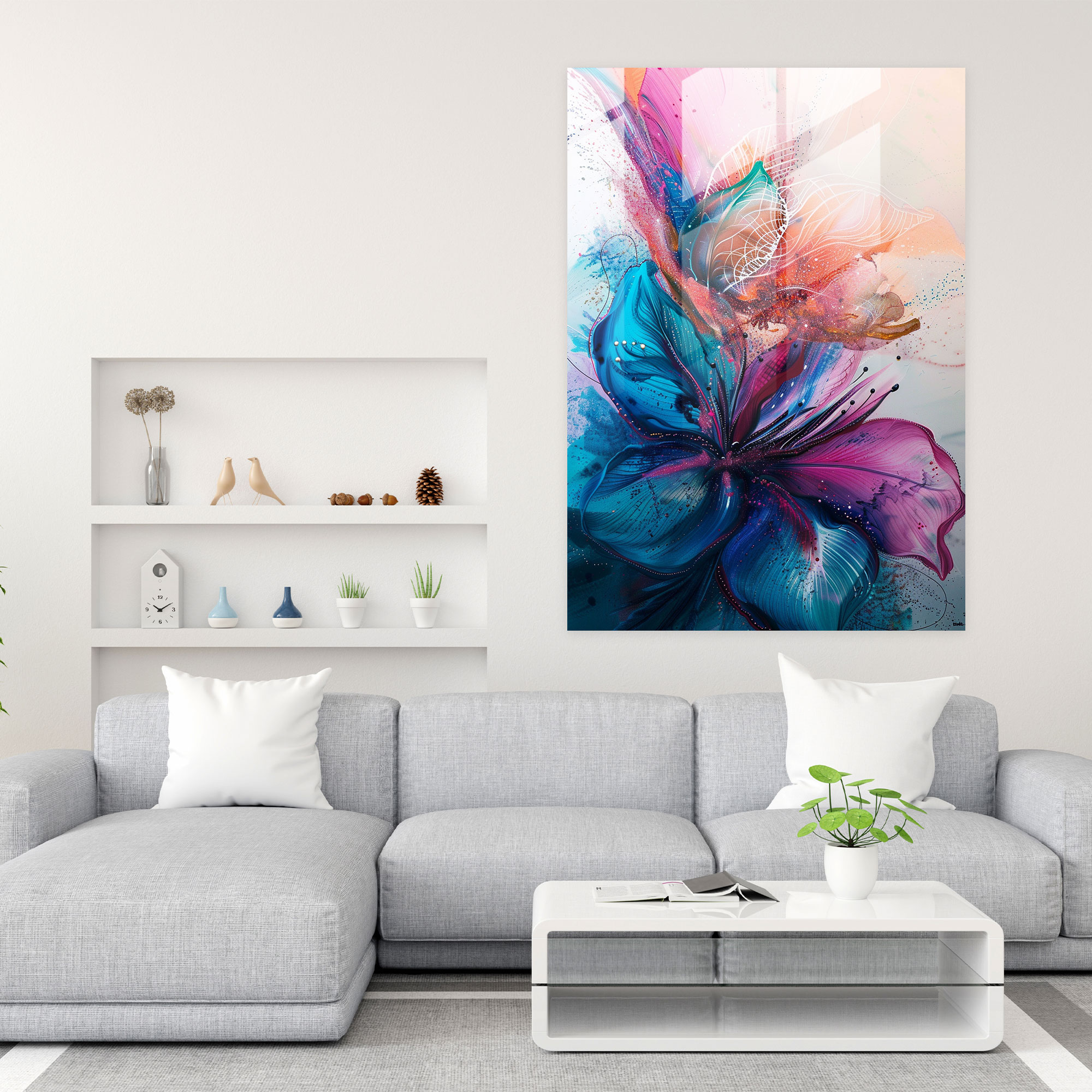 Ashvin Harrison Glass Print: Abstract Floral - Ashvin Harrison, Home Decoration, Abstract Floral, Wall Decoration