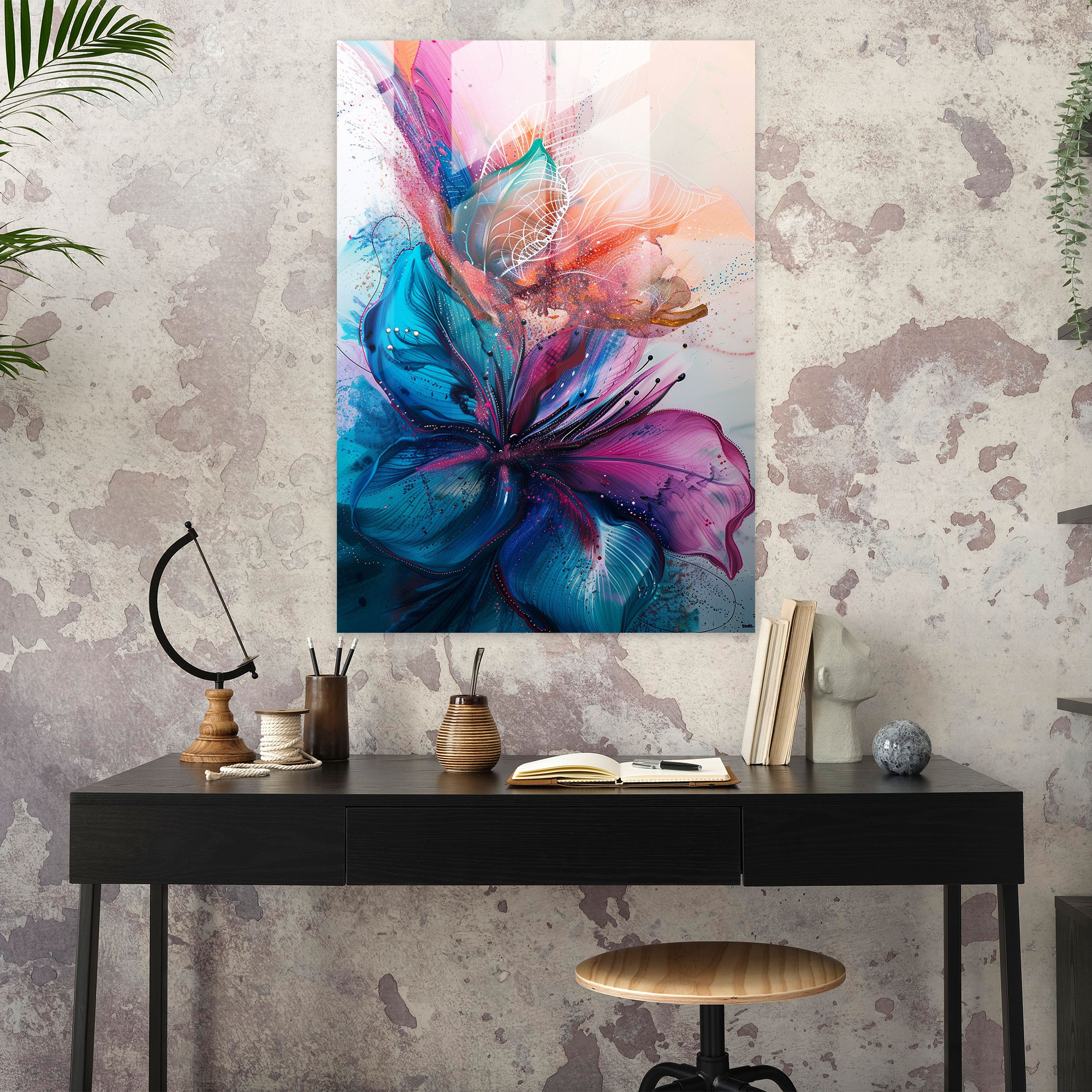 Ashvin Harrison Glass Print: Abstract Floral - Ashvin Harrison, Home Decoration, Abstract Floral, Wall Decoration