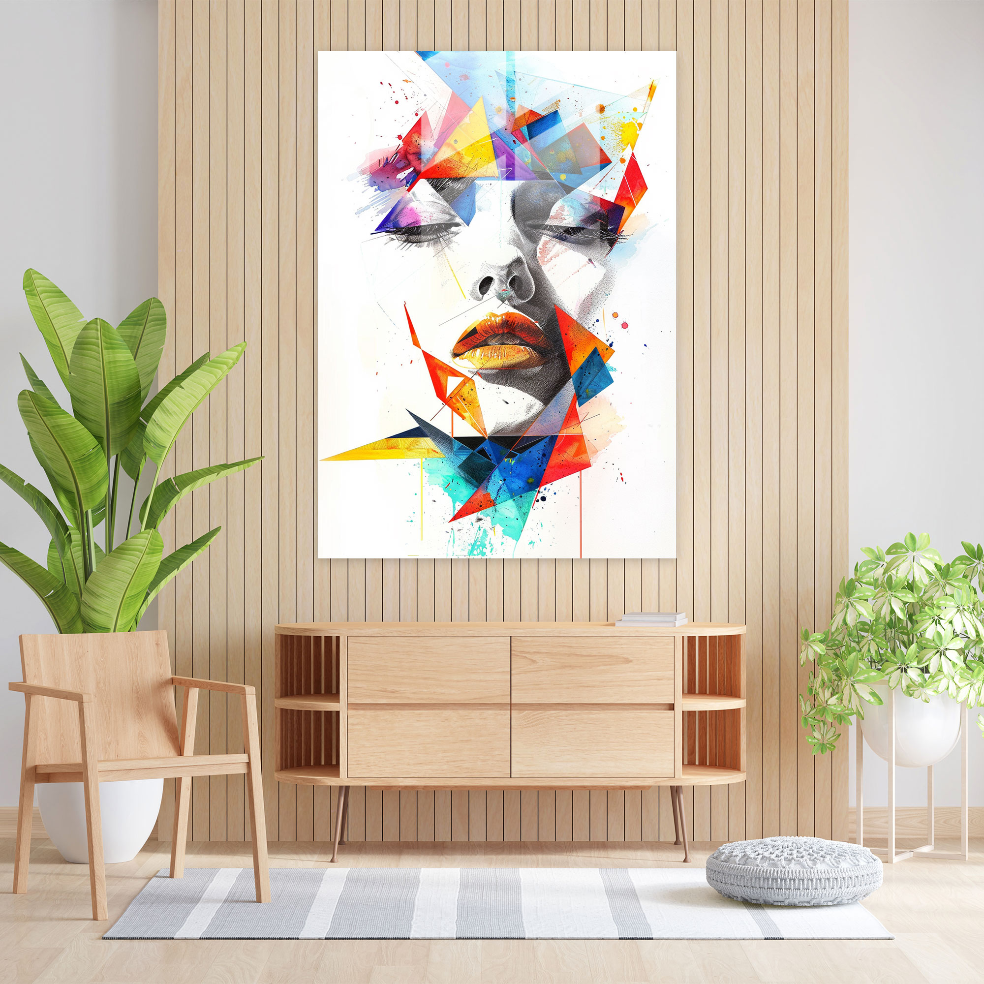 Ashvin Harrison Glass Wall Art: Colorful Geometric - Ashvin Harrison, Glass Wall Art, Home Decoration, Glass Art