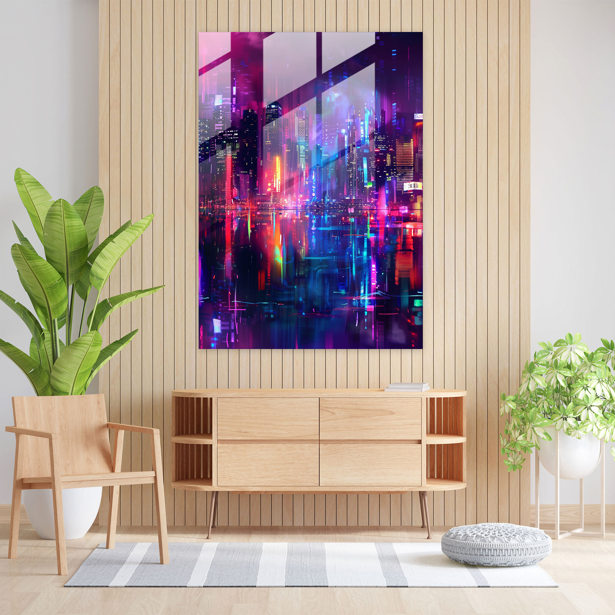 Ashvin Harrison Neon Glass Print - Ashvin Harrison, Neon Lights, Home Decoration, Glass Wall Art