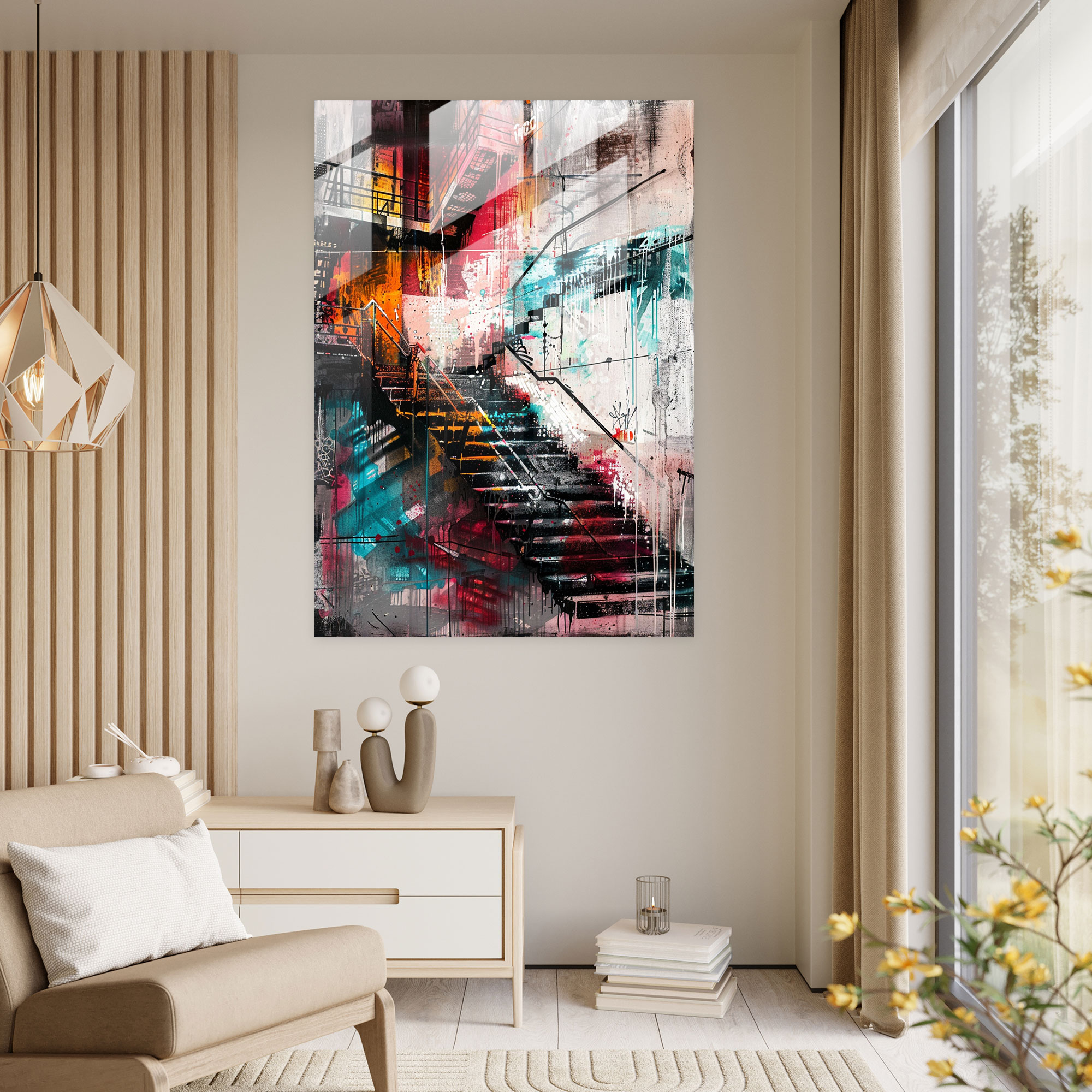 Ashvin Harrison Graffiti Glass Print - Ashvin Harrison, Industrial Urban, Modern Art, Graffiti Art