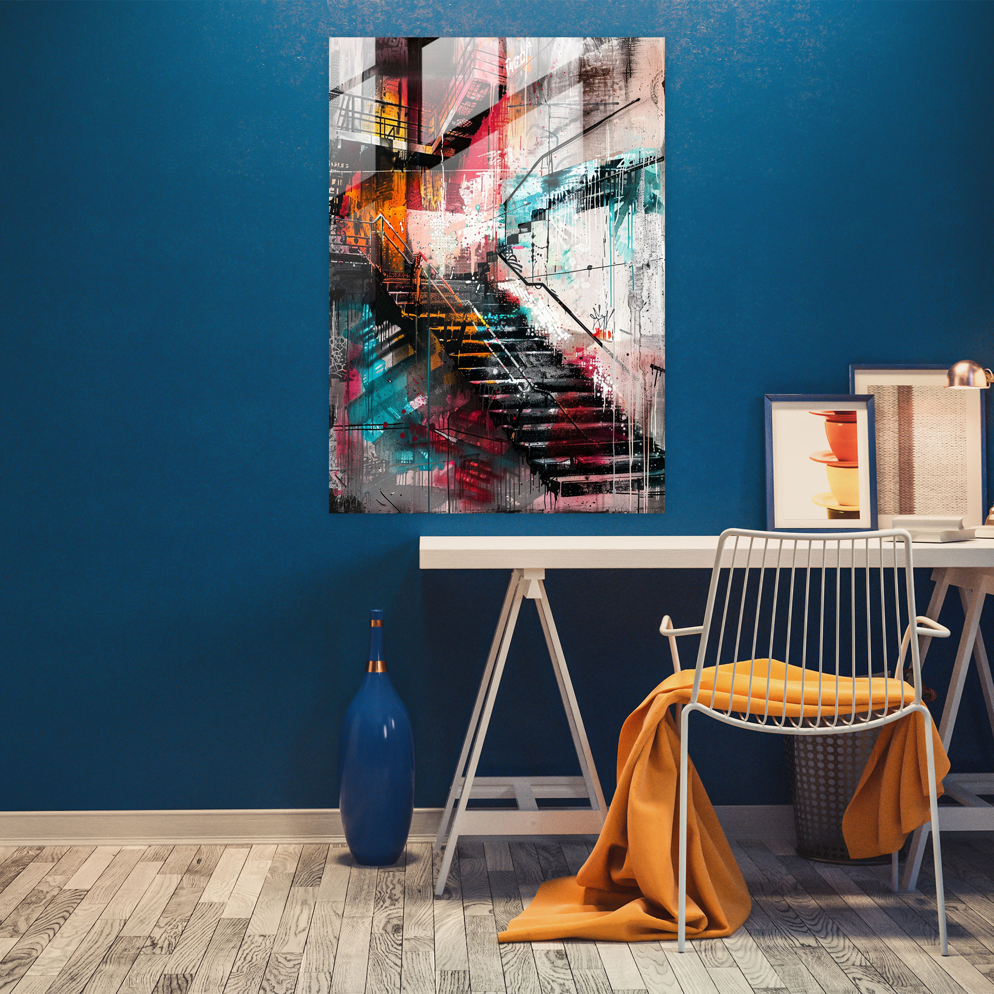 Ashvin Harrison Graffiti Glass Print - Ashvin Harrison, Industrial Urban, Modern Art, Graffiti Art
