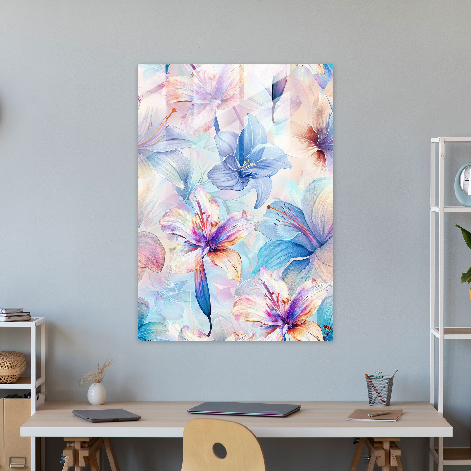 Ashvin Harrison Floral Glass Wall Art - Ashvin Harrison, Floral Pattern, Pastel Colors, Elegance