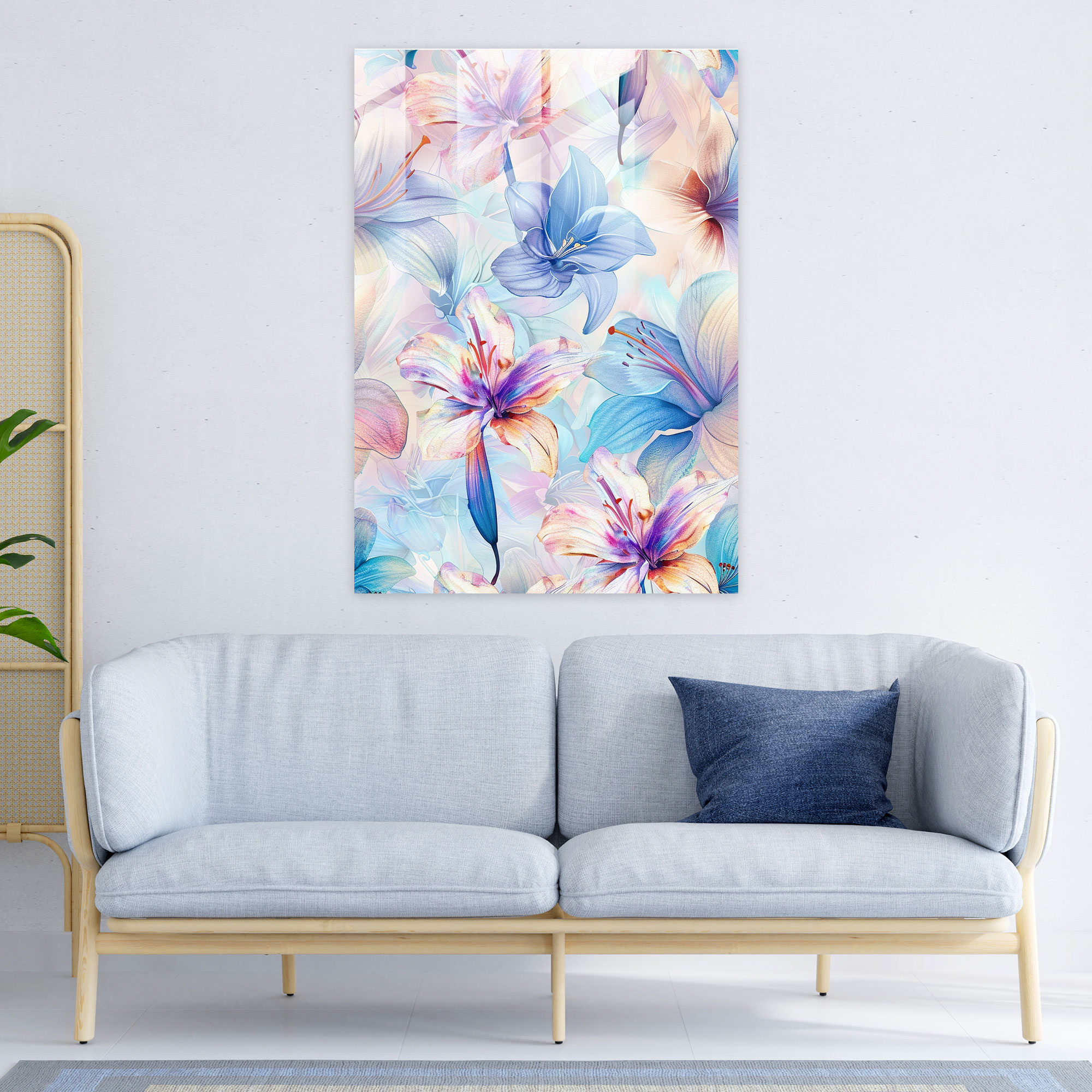 Ashvin Harrison Floral Glass Wall Art - Ashvin Harrison, Floral Pattern, Pastel Colors, Elegance