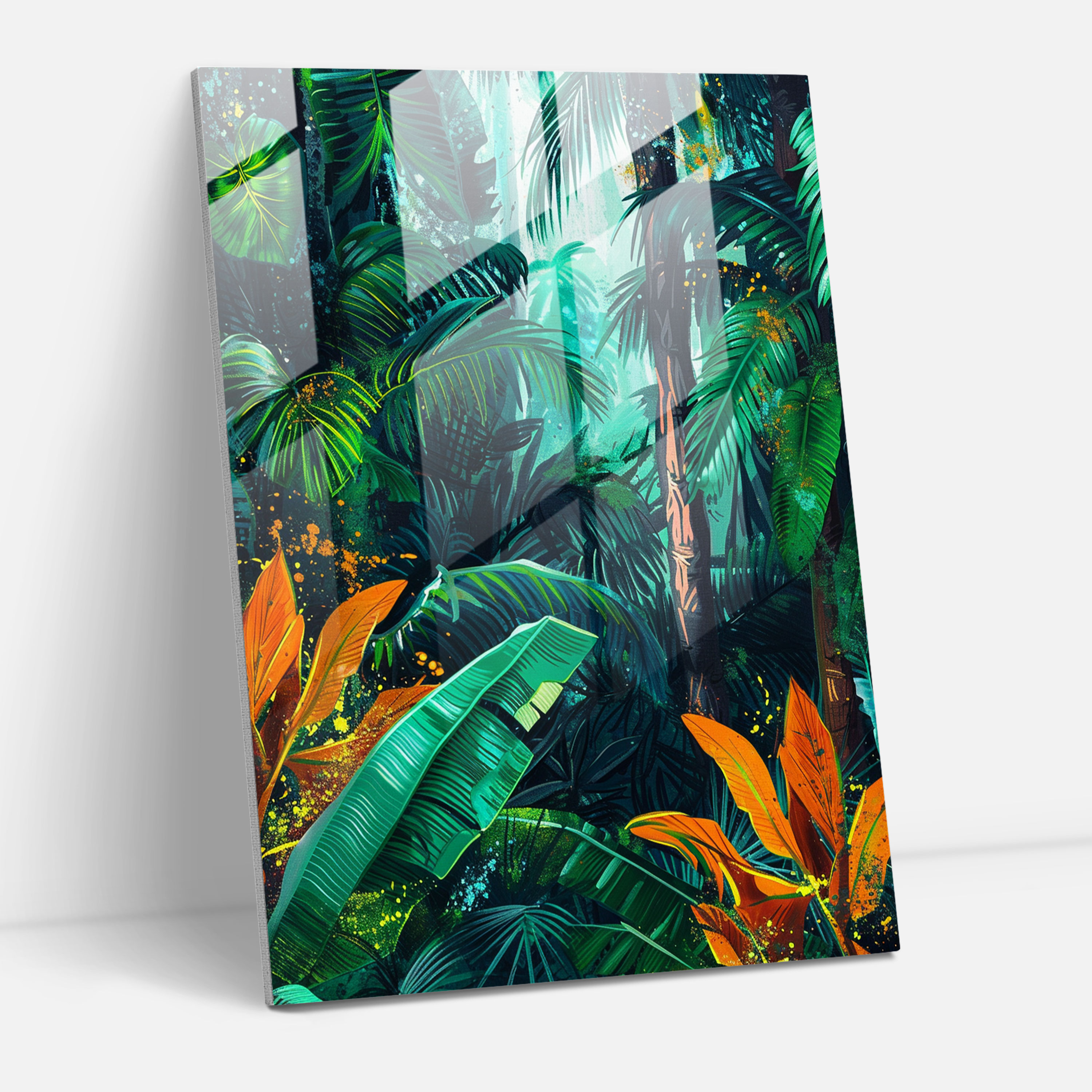 Ashvin Harrison Glass Wall Art: Tropical Jungle - Ashvin Harrison, Glass Art, Ashvin Harrison, Glass Wall Art