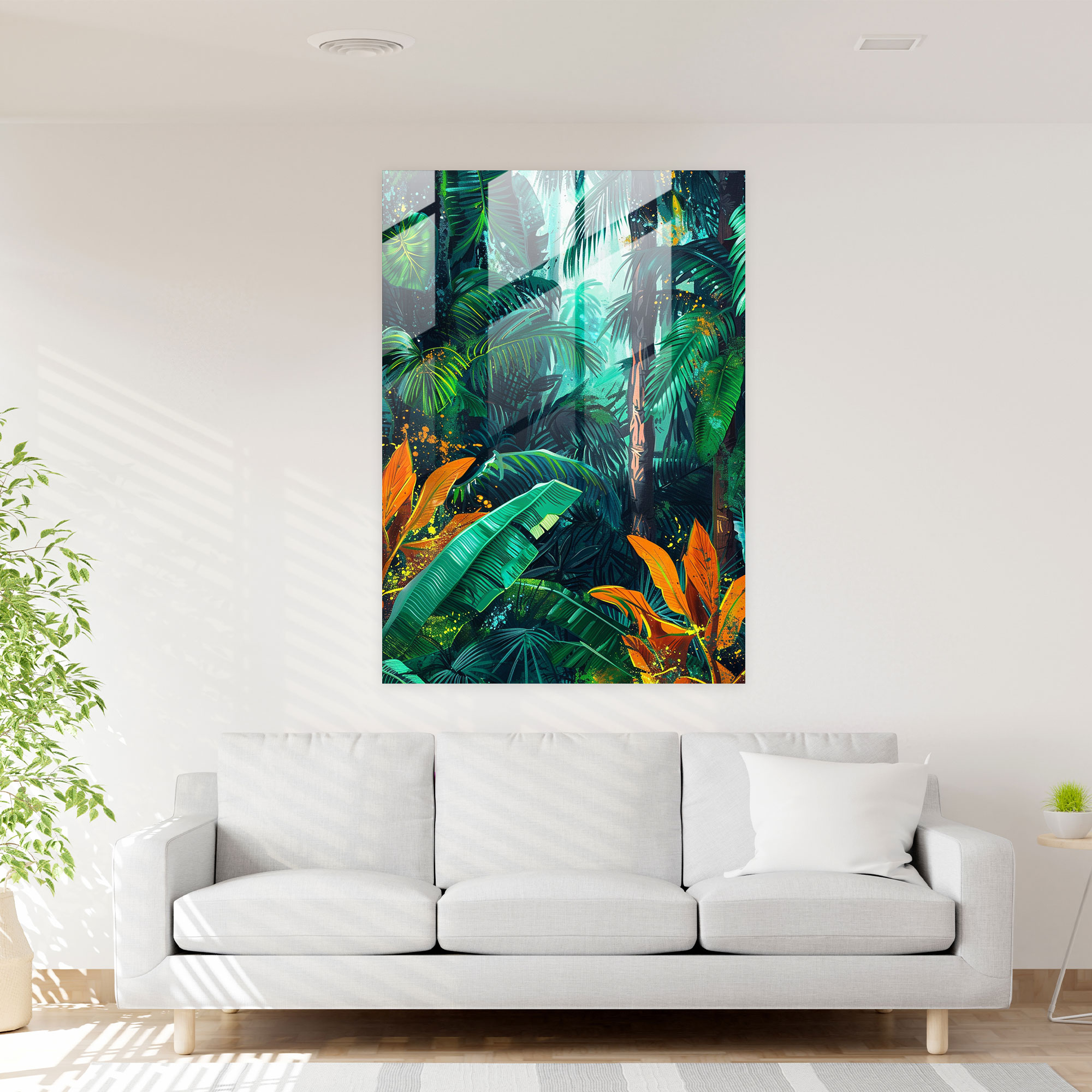 Ashvin Harrison Glass Wall Art: Tropical Jungle - Ashvin Harrison, Glass Art, Ashvin Harrison, Glass Wall Art