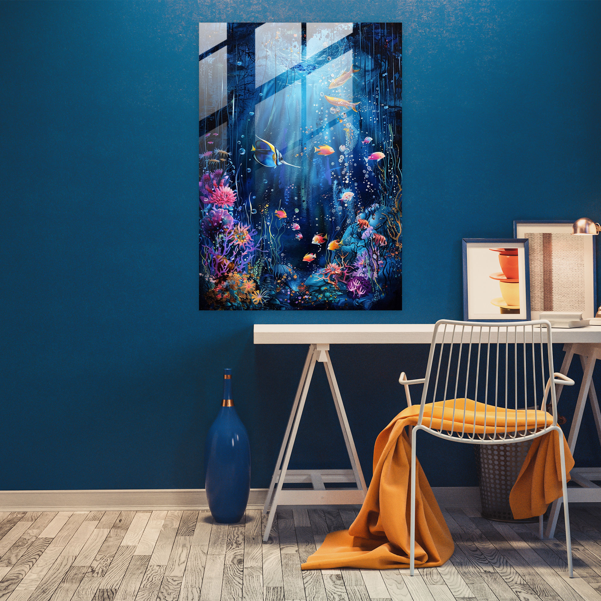 Ashvin Harrison Wall Decoration: Underwater Scene - Ashvin Harrison, Glass Art, Modern Art, Ashvin Harrison