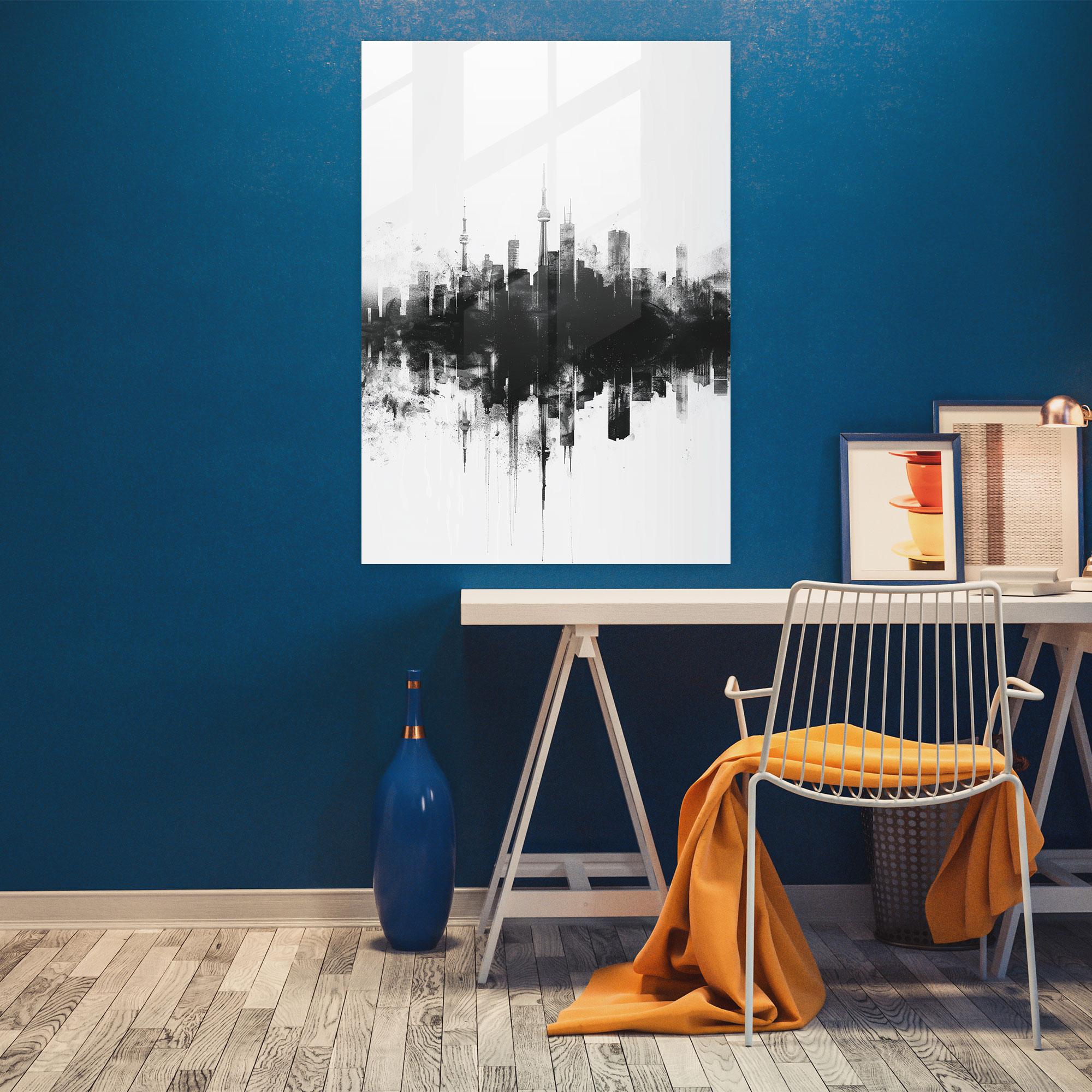 Ashvin Harrison Glass Print: City Skyline - Ashvin Harrison, Glass Print, Modern Art, Ashvin Harrison