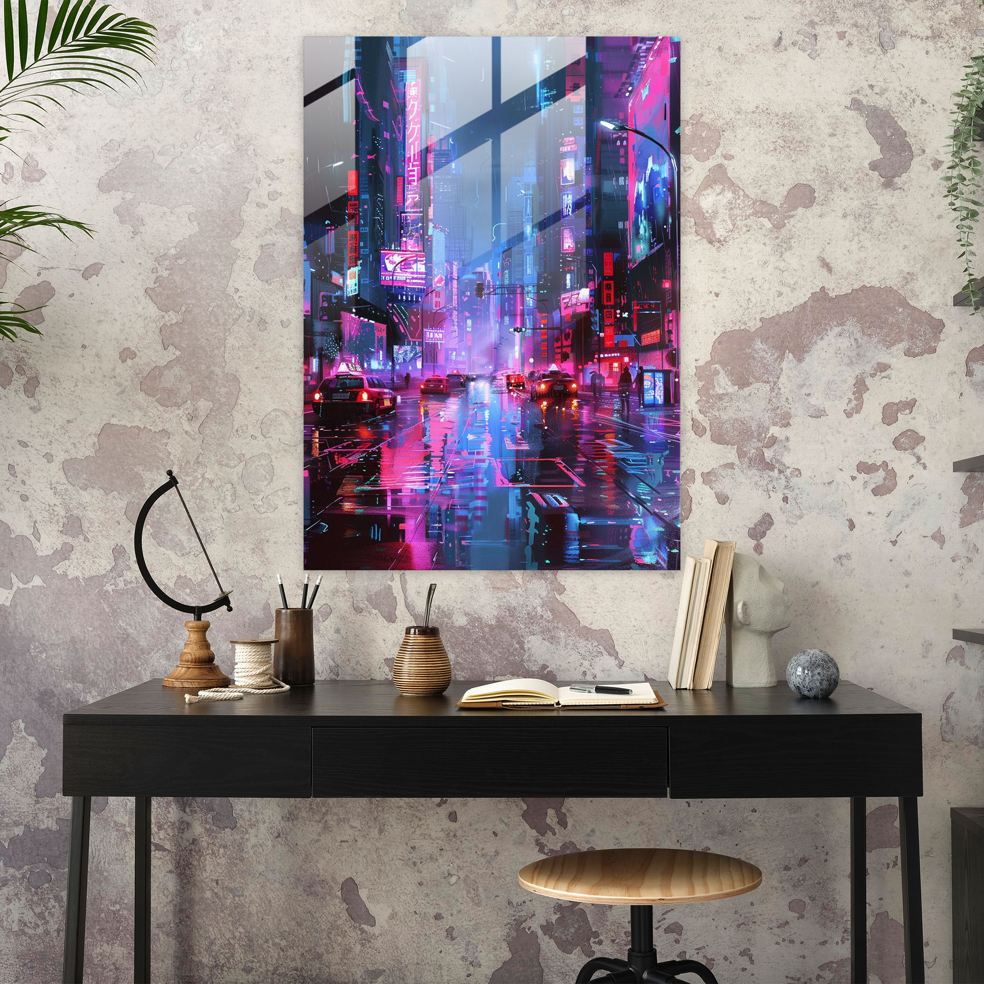 Ashvin Harrison Wall Decoration: Futuristic Cityscape - Ashvin Harrison, Glass Art, Ashvin Harrison, Modern Art