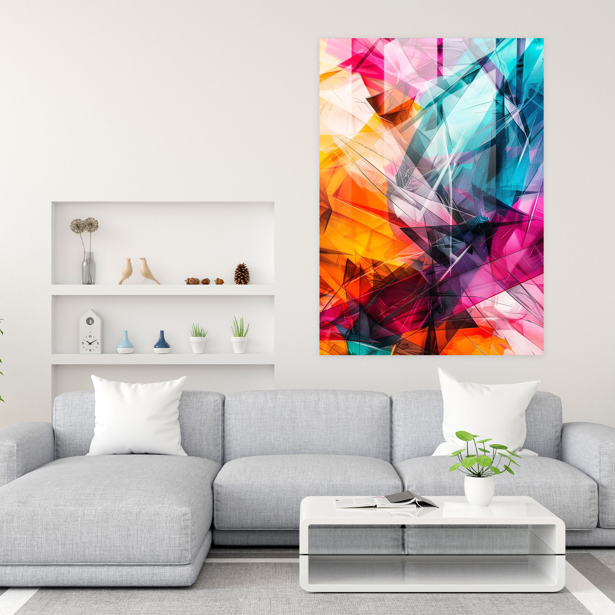 Ashvin Harrison Glass Print - Abstract Geometric Patterns In Vibrant Colors - Ashvin Harrison, Home Decoration, Ashvin Harrison, Modern Art