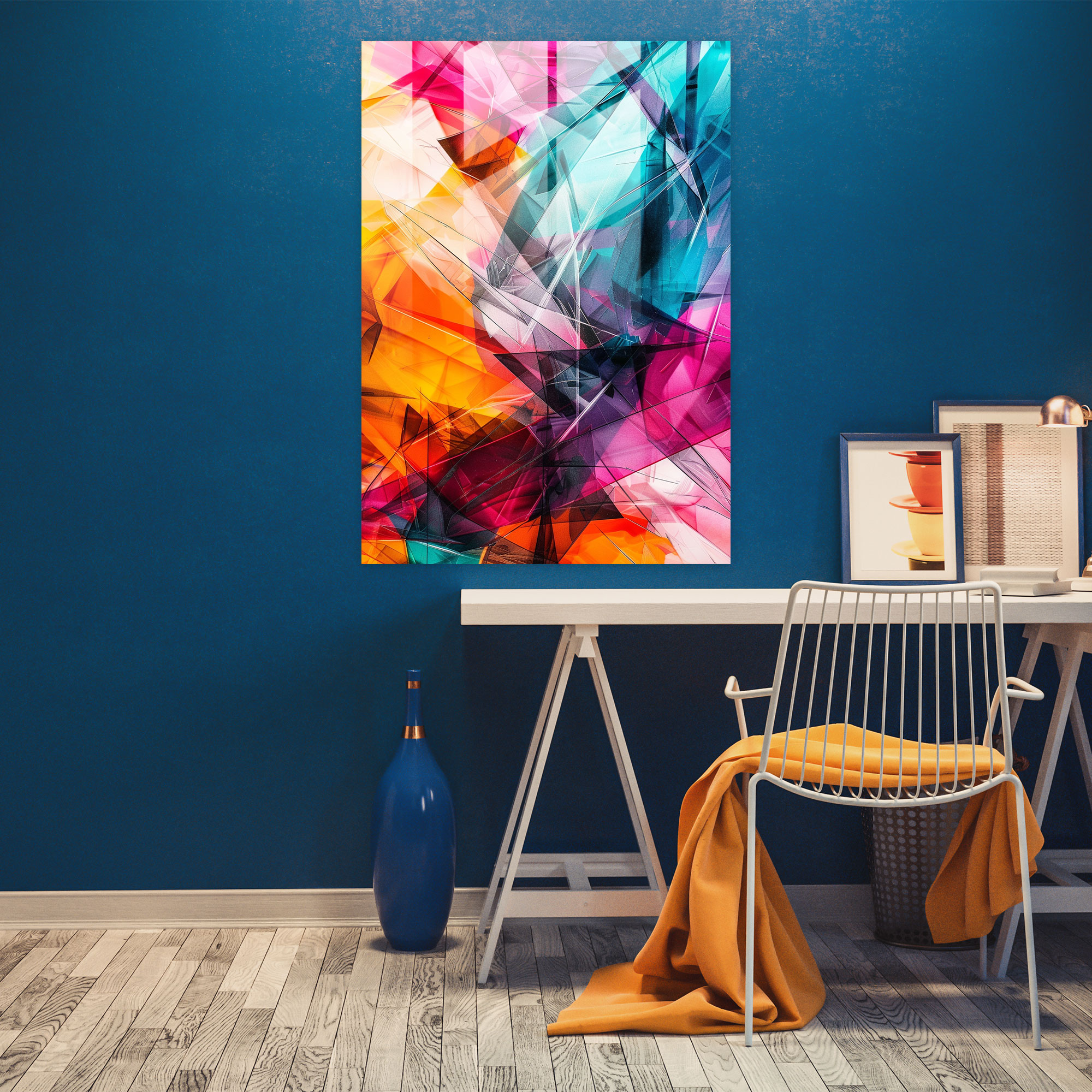 Ashvin Harrison Glass Print - Abstract Geometric Patterns In Vibrant Colors - Ashvin Harrison, Home Decoration, Ashvin Harrison, Modern Art