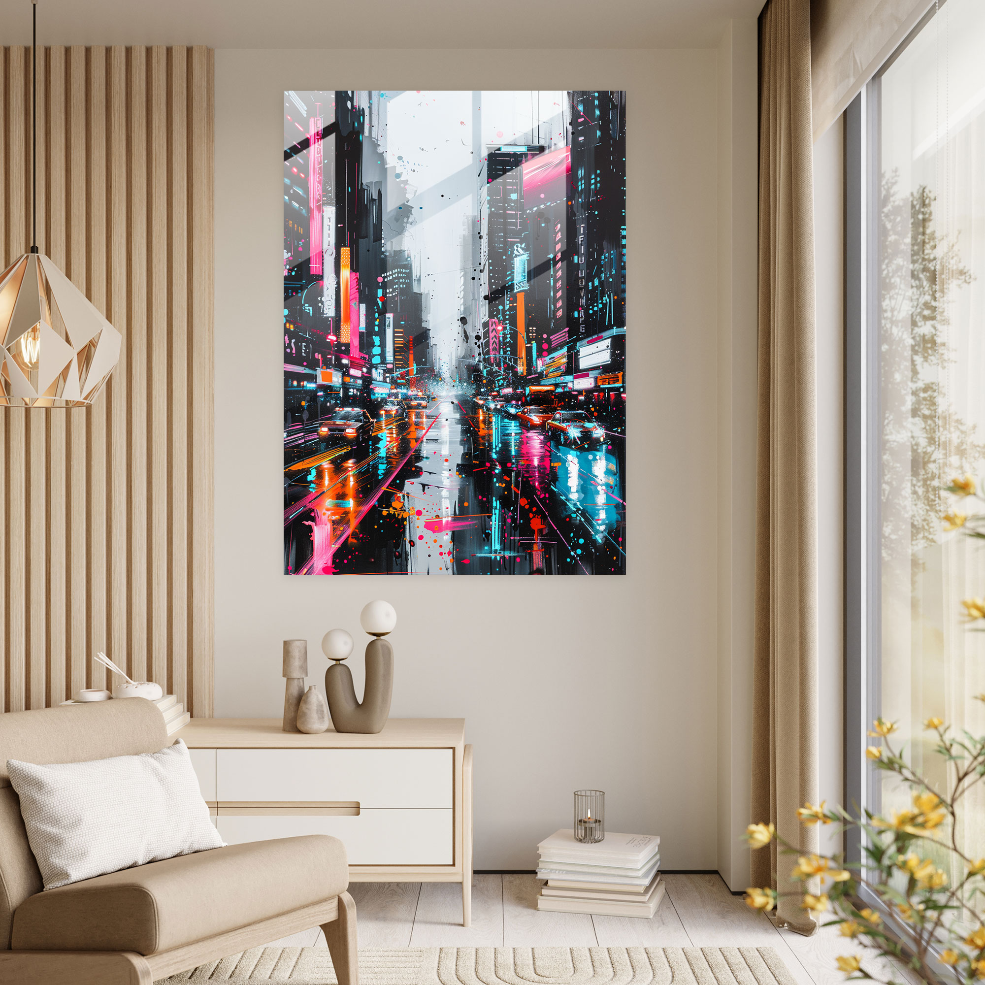 Ashvin Harrison Glass Wall Art - Futuristic Cityscapes With Neon Accents - Ashvin Harrison, Glass Wall Art, Wall Decoration, Ashvin Harrison