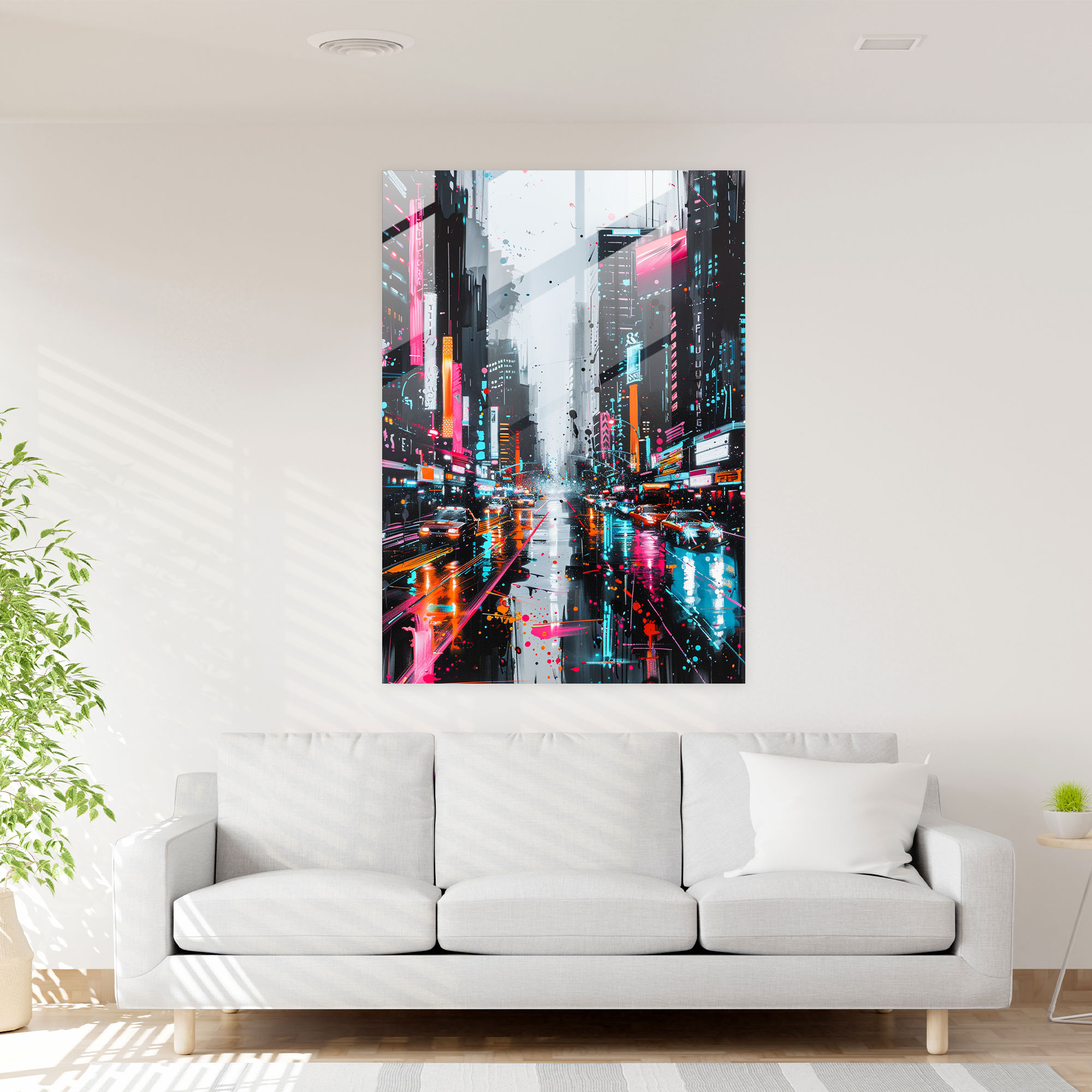Ashvin Harrison Glass Wall Art - Futuristic Cityscapes With Neon Accents - Ashvin Harrison, Glass Wall Art, Wall Decoration, Ashvin Harrison