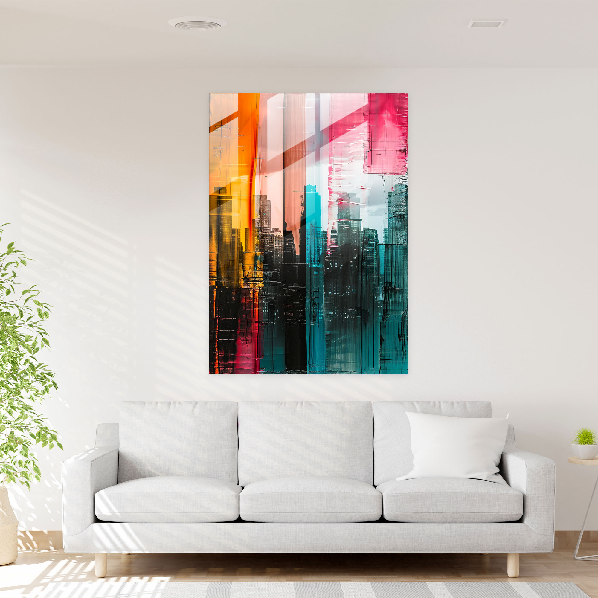 Ashvin Harrison Glass Art Modern Cityscape - Ashvin Harrison, Ashvin Harrison, Modern Art, Wall Decoration