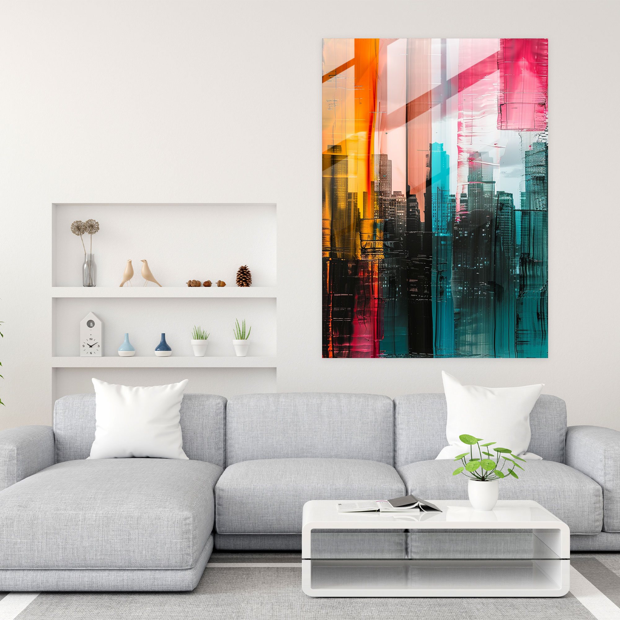 Ashvin Harrison Glass Art Modern Cityscape - Ashvin Harrison, Ashvin Harrison, Modern Art, Wall Decoration
