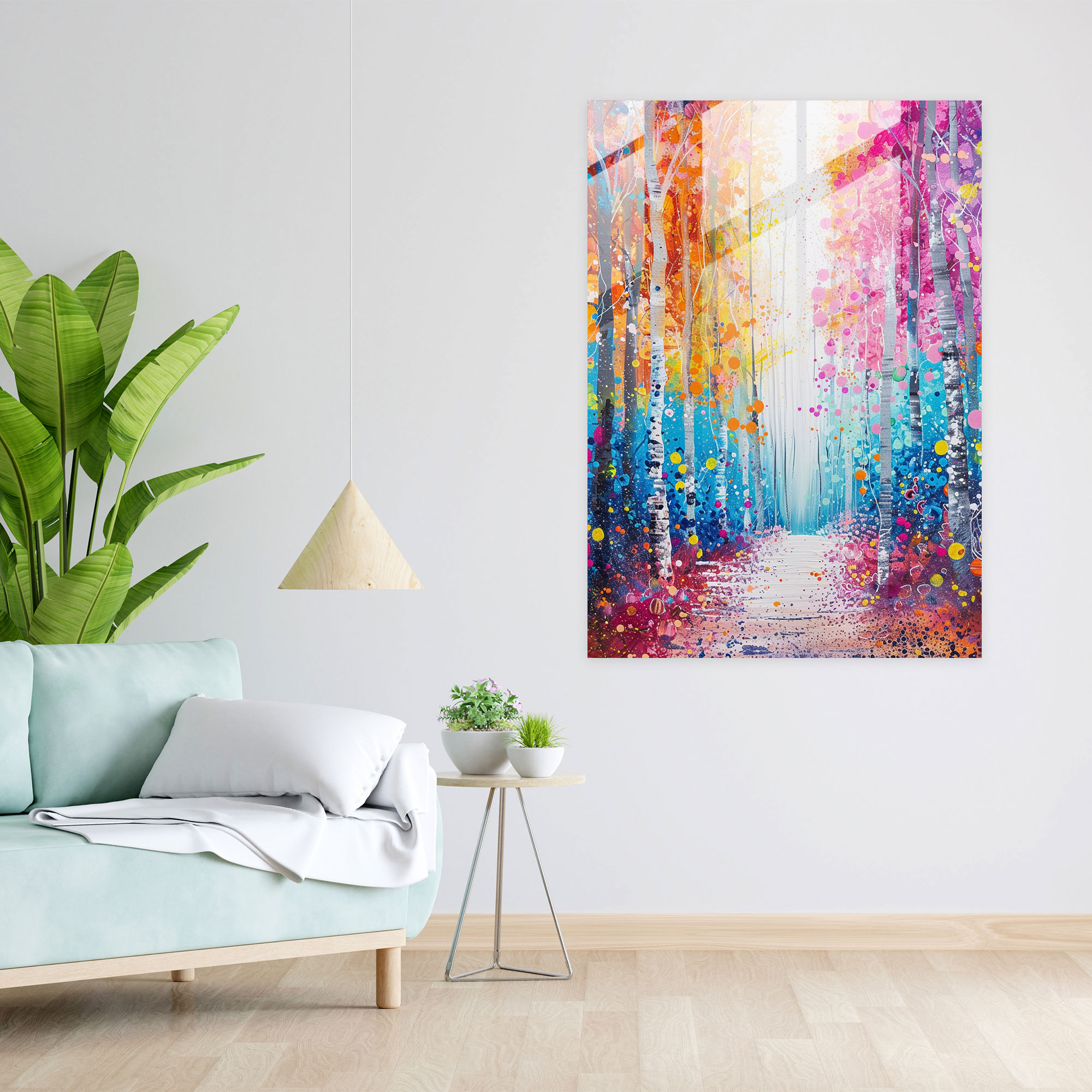 Ashvin Harrison Home Decoration: Whimsical Forest Scene - Ashvin Harrison, Whimsical Forest Scene, Bright Hues, Glass Art