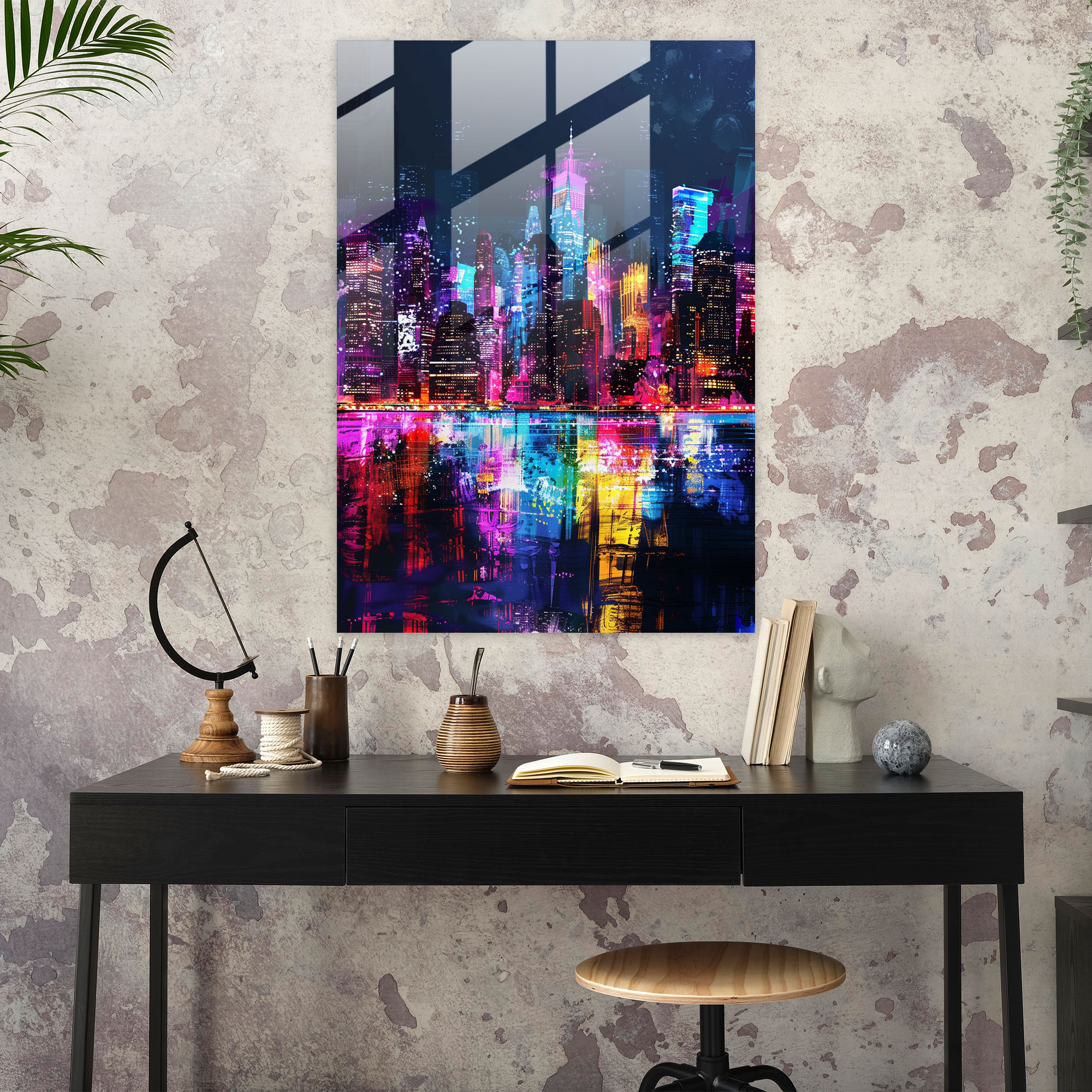 Ashvin Harrison Wall Decoration - City Skyline At Night - Ashvin Harrison, Wall Decoration, Modern Art, Ashvin Harrison