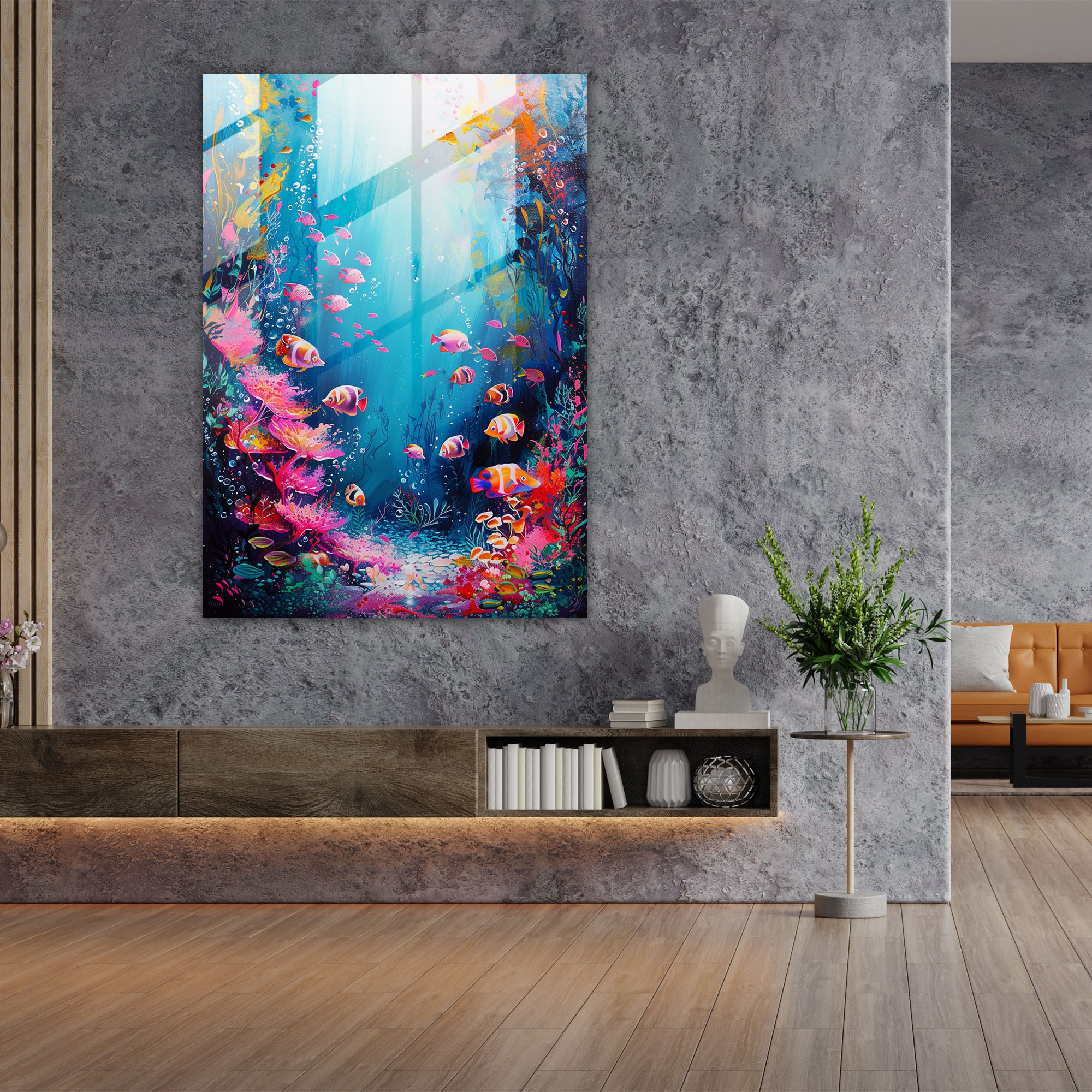 Ashvin Harrison Glass Wall Art - Whimsical Underwater Scene - Ashvin Harrison, Glass Wall Art, Glass Art, Ashvin Harrison