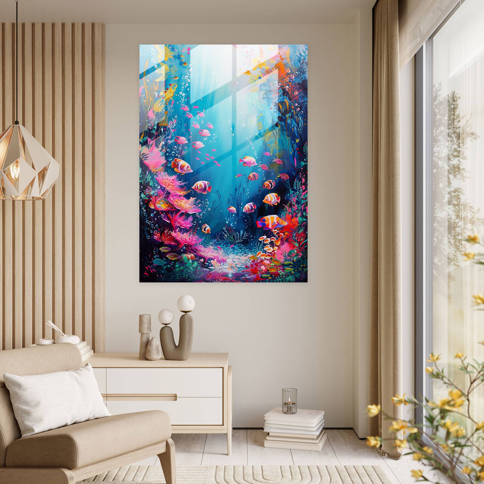 Ashvin Harrison Glass Wall Art - Whimsical Underwater Scene - Ashvin Harrison, Glass Wall Art, Glass Art, Ashvin Harrison