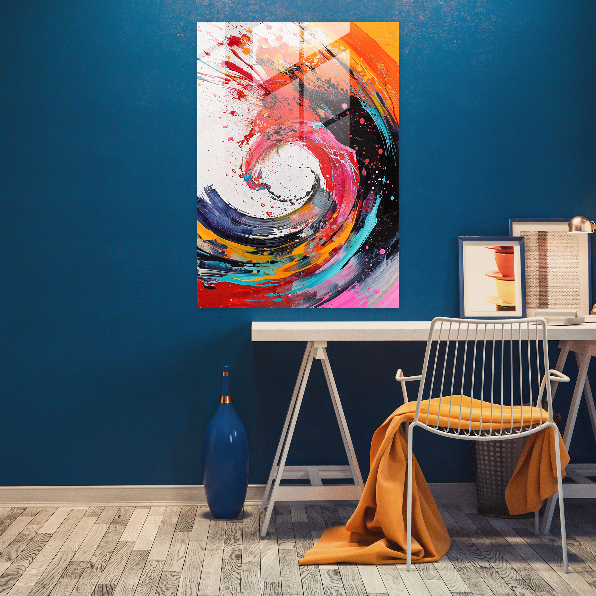 Ashvin Harrison Wall Decoration - Dynamic Abstract Composition - Ashvin Harrison, Glass Art, Ashvin Harrison, Wall Decoration