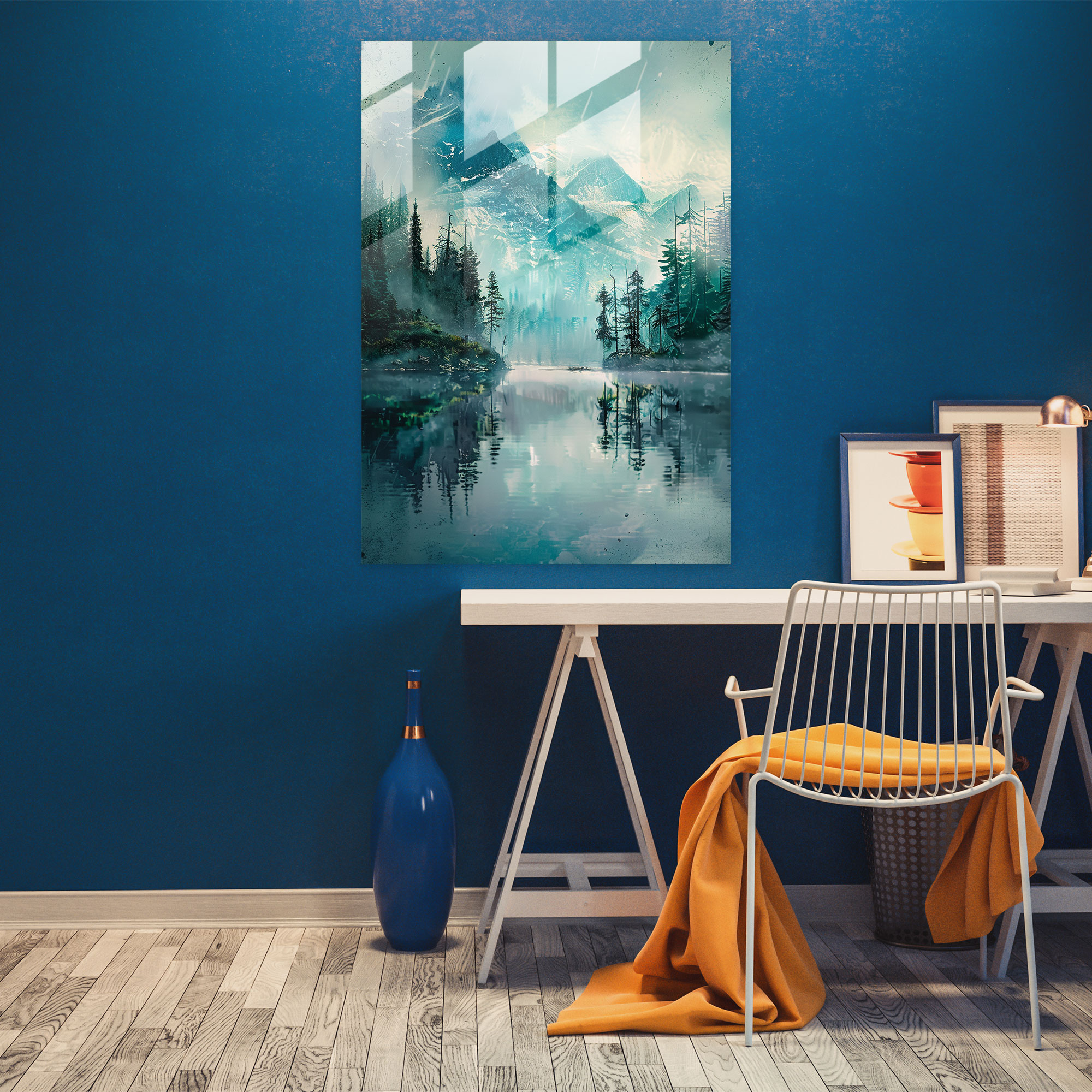 Ashvin Harrison Glass Wall Art: Mountain Landscape Glass Print - Ashvin Harrison, Modern Art, Home Decoration, Mountain Landscape