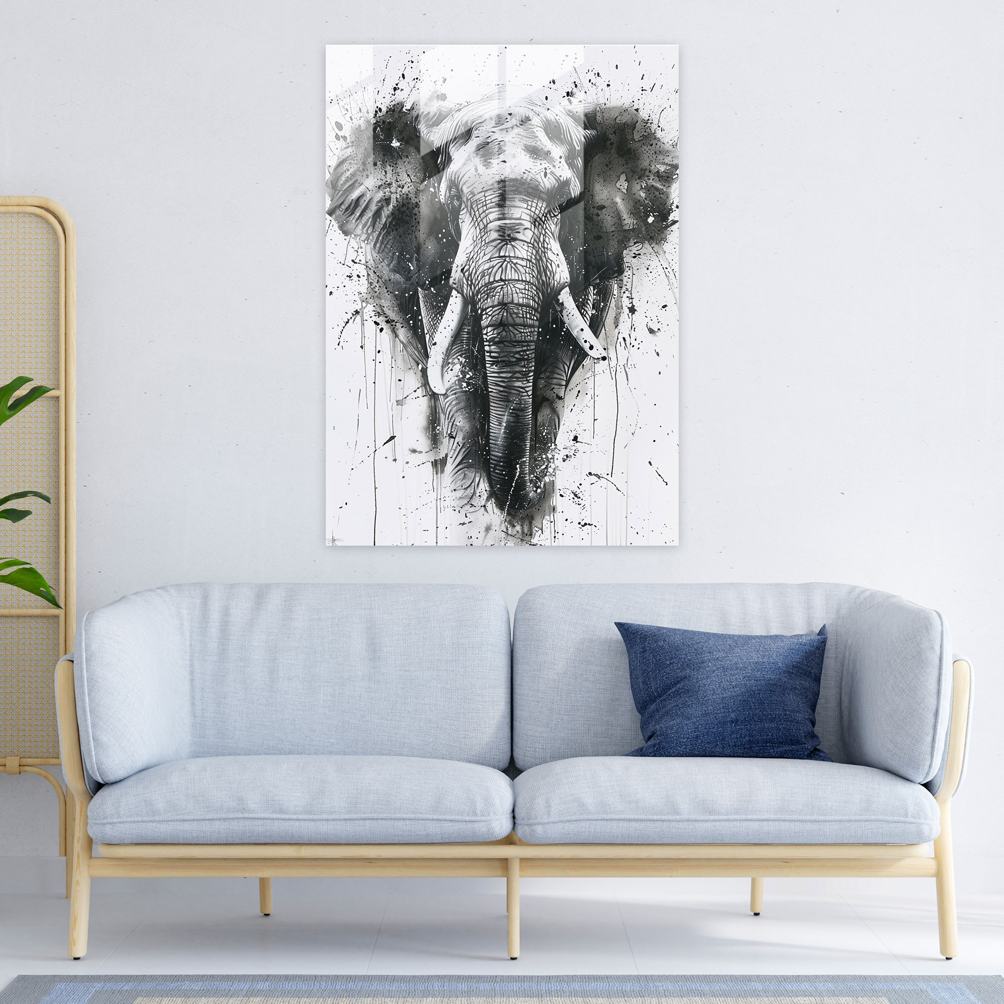 Ashvin Harrison Glass Wall Art: Elephant Portrait Glass Print - Ashvin Harrison, Home Decoration, Wall Decoration, Glass Print