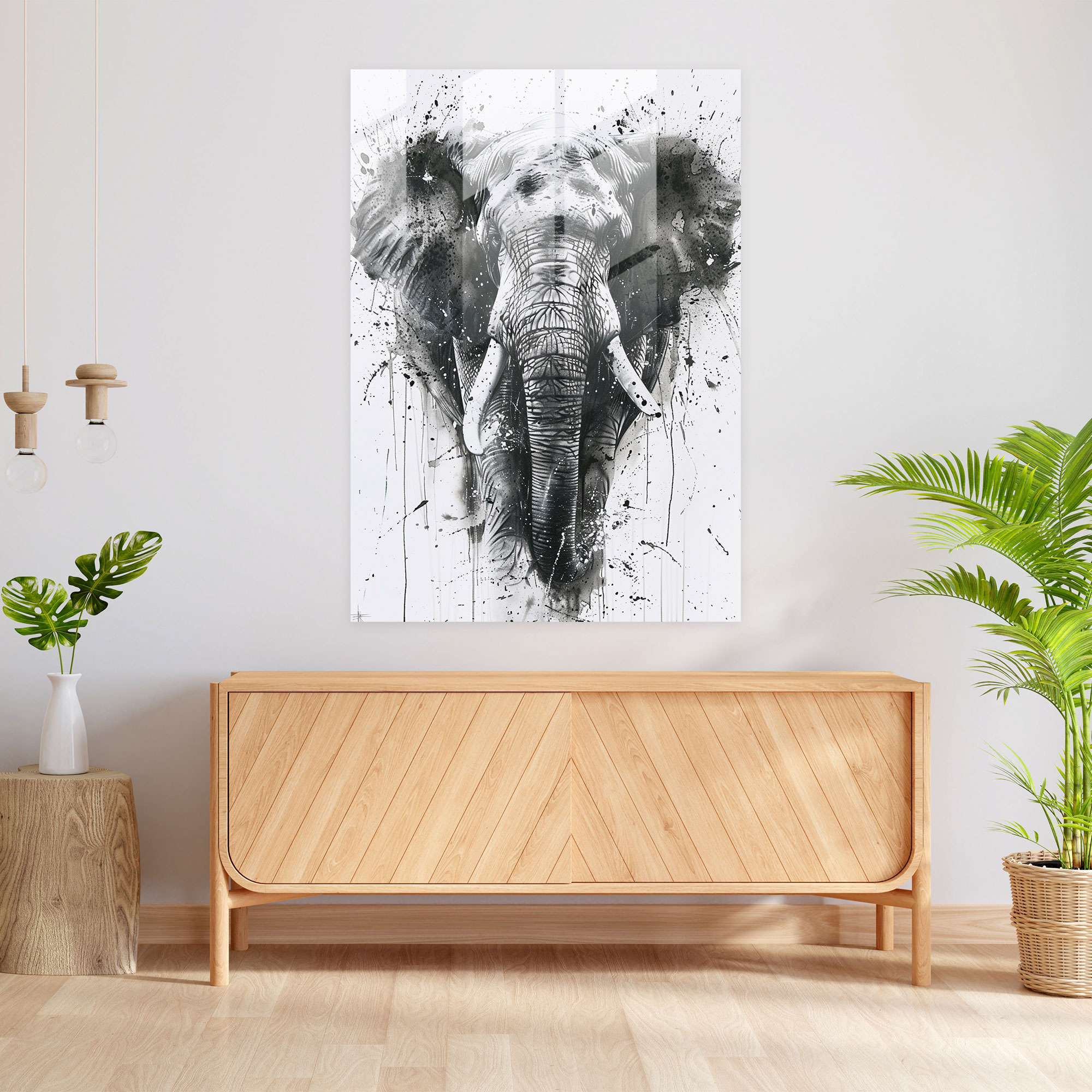Ashvin Harrison Glass Wall Art: Elephant Portrait Glass Print - Ashvin Harrison, Home Decoration, Wall Decoration, Glass Print
