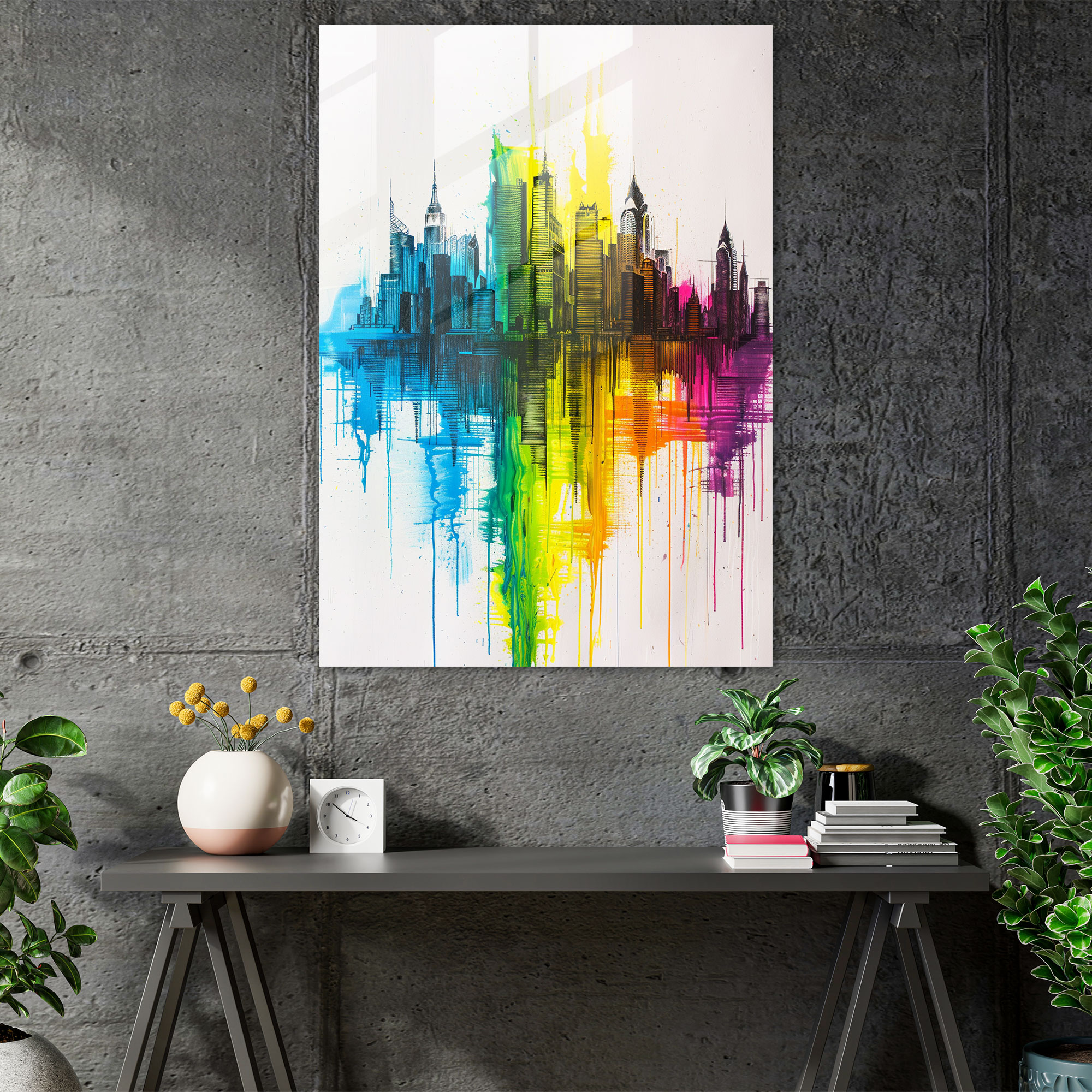 Ashvin Harrison Glass Wall Art: City Skyline Glass Print - Ashvin Harrison, Glass Print, Ashvin Harrison, Modern Art