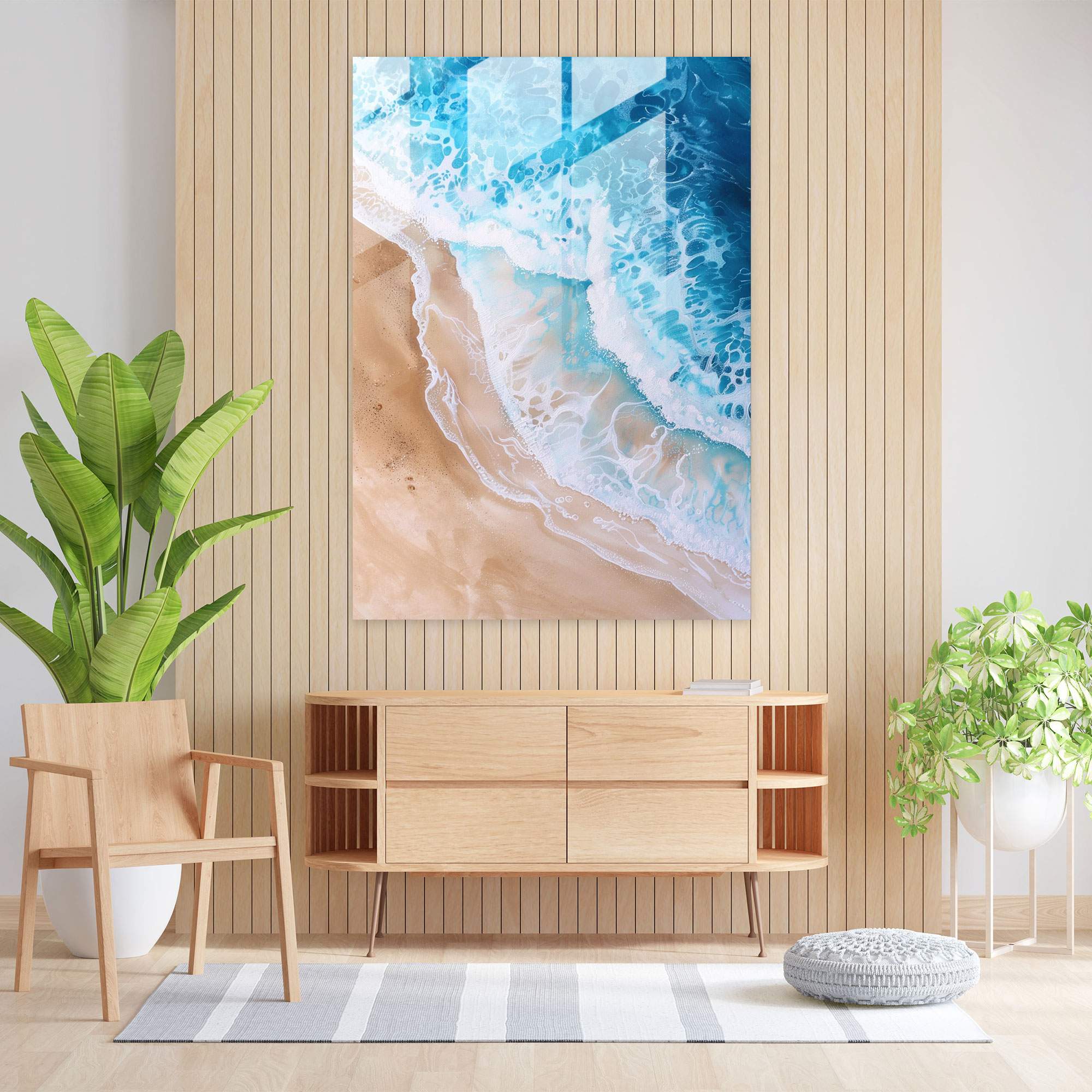 Ashvin Harrison Glass Wall Art: Beach Landscape Glass Print - Ashvin Harrison, Glass Wall Art, Beach Landscape, Wall Decoration