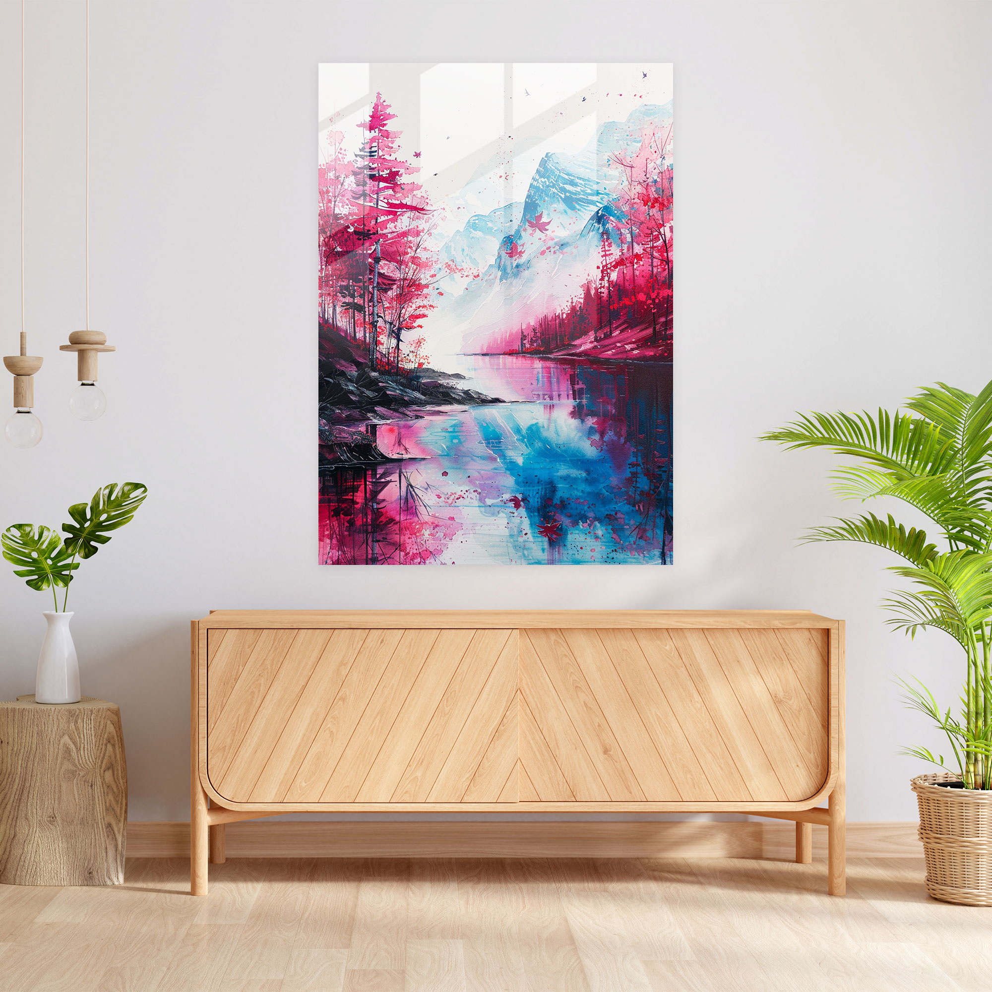 Ashvin Harrison Glass Wall Art: Watercolor Landscape Glass Print - Ashvin Harrison, Glass Print, Ashvin Harrison, Watercolor Landscape