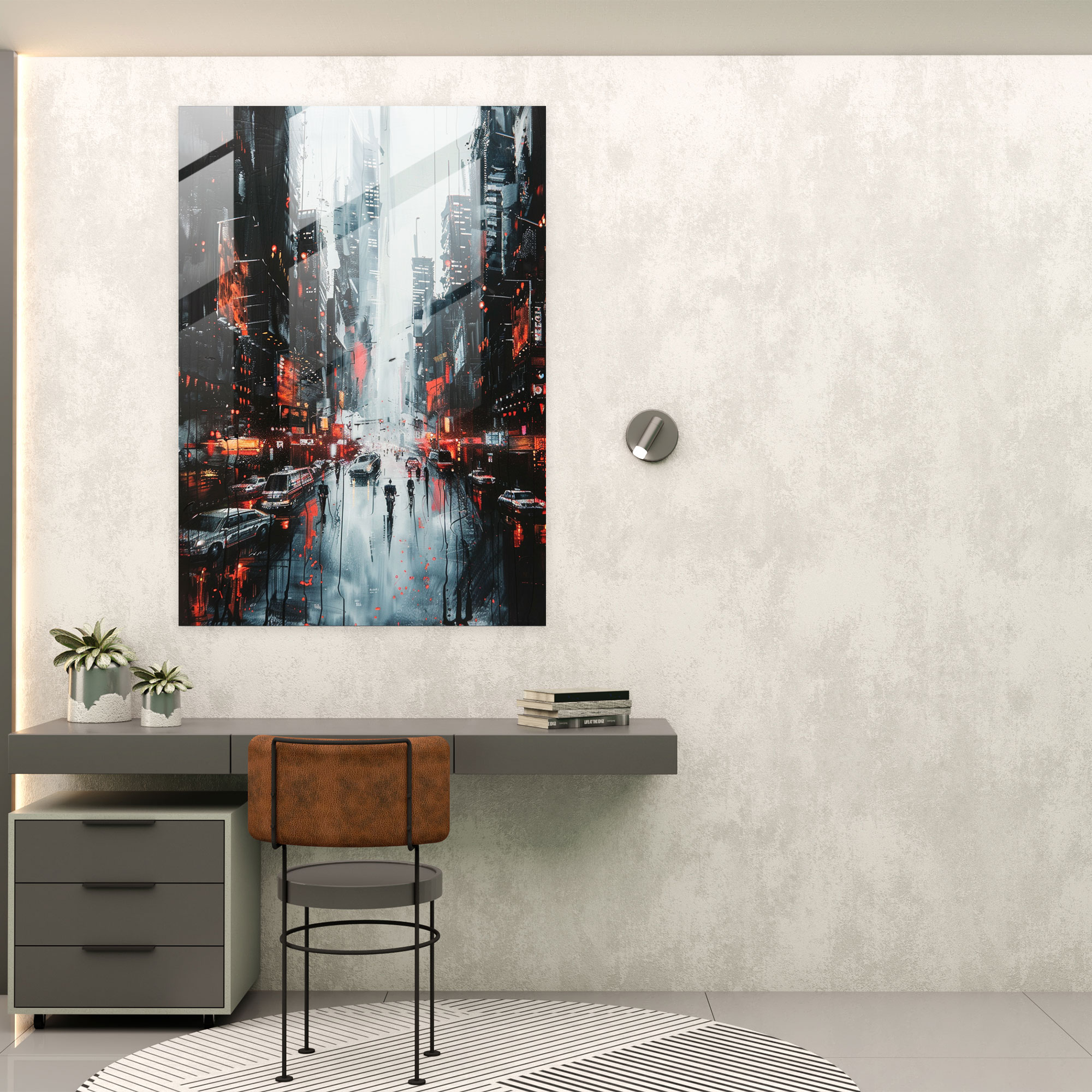 Ashvin Harrison Glass Wall Art: Futuristic Cityscape Glass Print - Ashvin Harrison, Futuristic Cityscape, Home Decoration, Ashvin Harrison